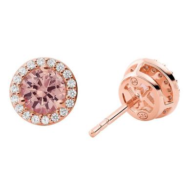 Michael Kors Exclusive Rose Gold Plated Silver Pink Halo Earrings ...