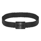 BOSS Essentials Black Mesh Men's Bracelet