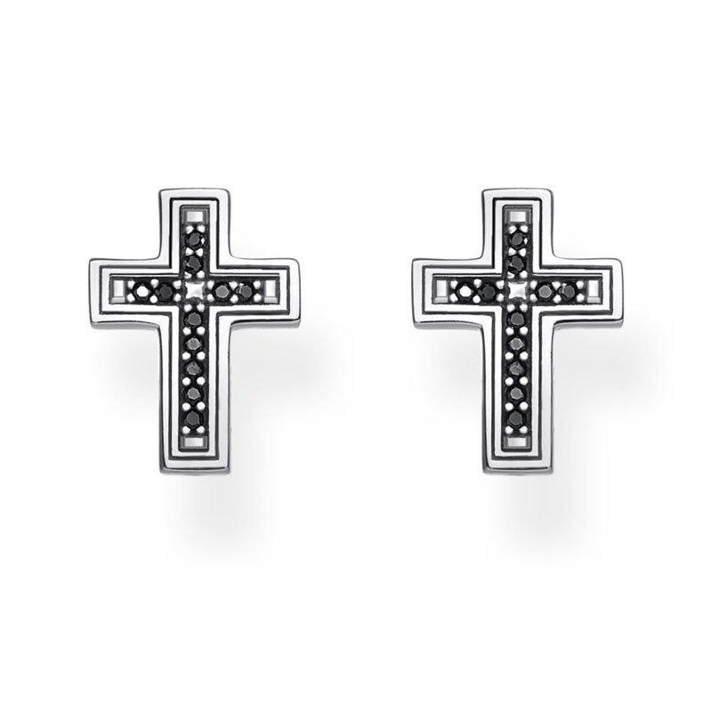 Thomas Sabo Silver Black Cubic Zirconia Cross Earrings 0121682 Beaverbrooks The Jewellers