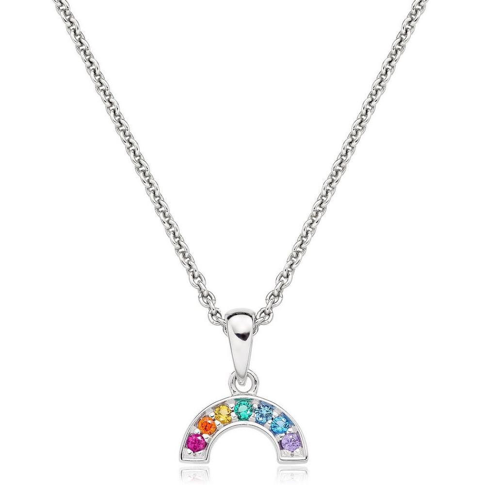 Mini B Silver Cubic Zirconia Multicoloured Rainbow Necklace
                                    