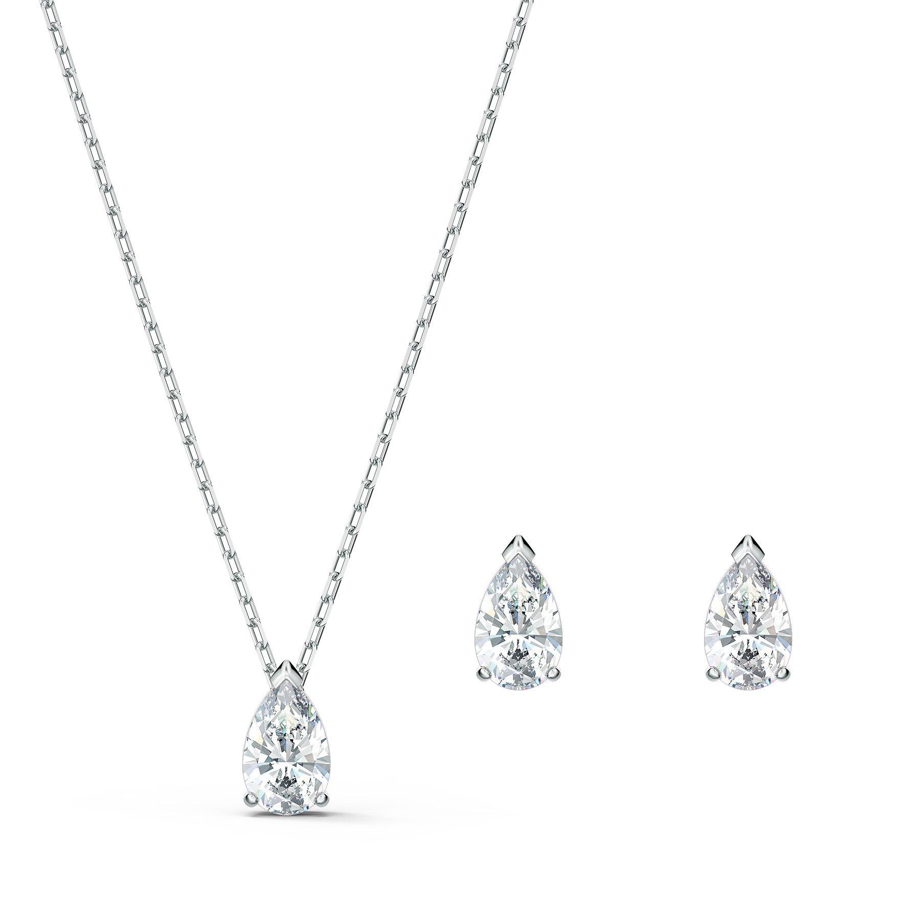 Swarovski Attract Silver Tone Stud Earring And Necklace Set | 0122782 ...