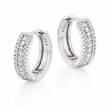 Silver Cubic Zirconia Triple Row Hoop Earrings | 0124206 | Beaverbrooks ...