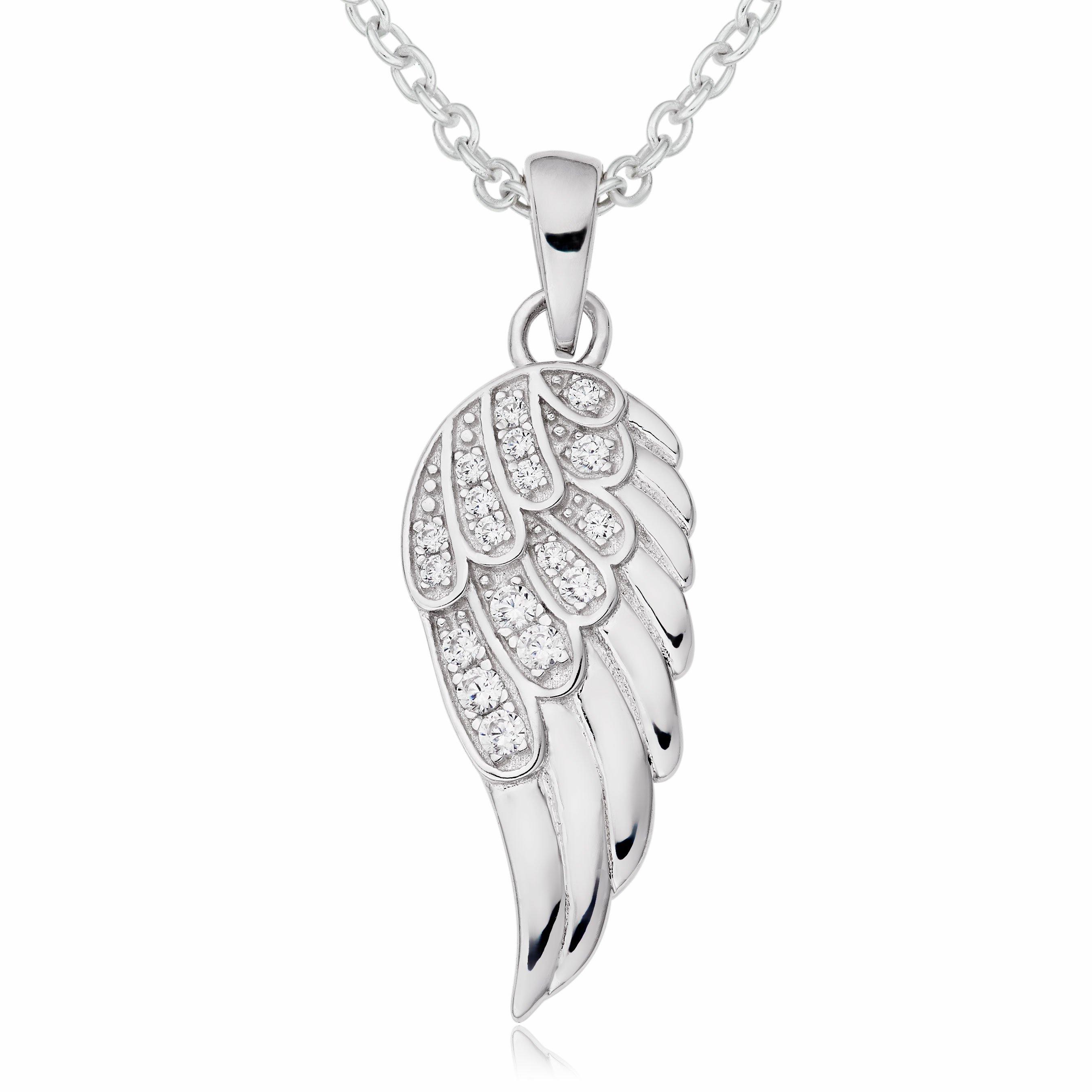 Silver Cubic Zirconia Angel Wing Pendant | 0124214 | Beaverbrooks the ...