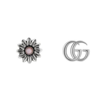 Gucci Double G Silver Flower Earrings