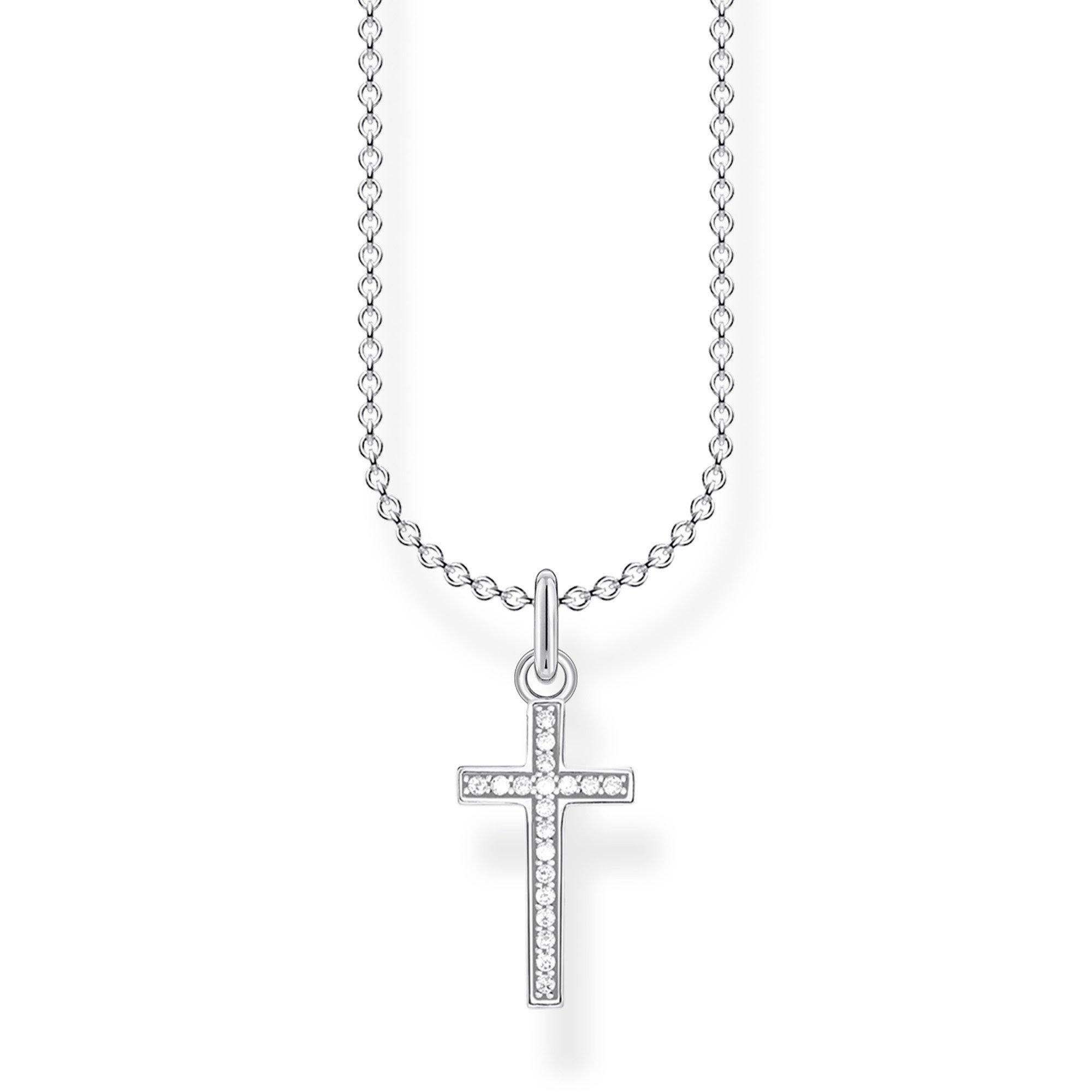 Thomas Sabo Silver Cubic Zirconia Cross Necklace 0126456
