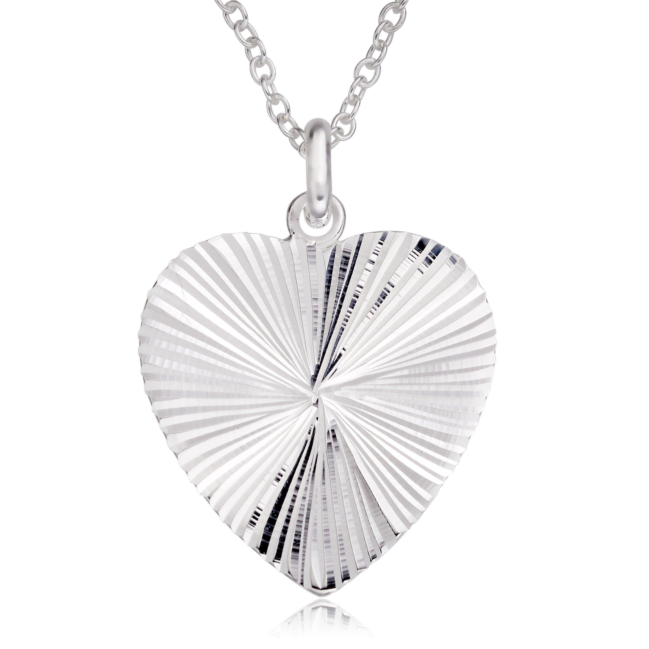 Silver Starburst Heart Pendant | 0127134 | Beaverbrooks the Jewellers