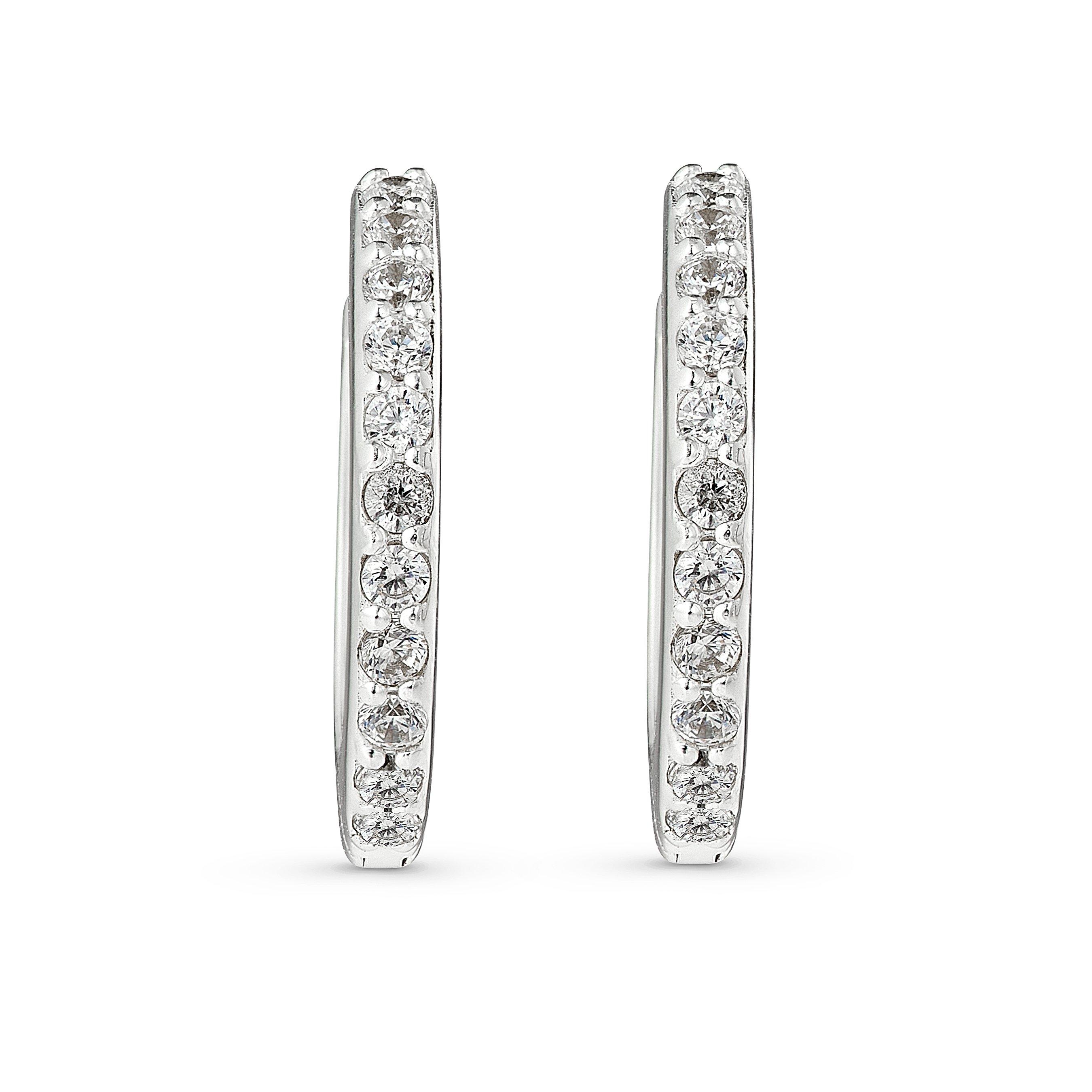 Lauren Ralph Lauren Silver Huggie Hoop Crystal Earrings | 0127715 ...