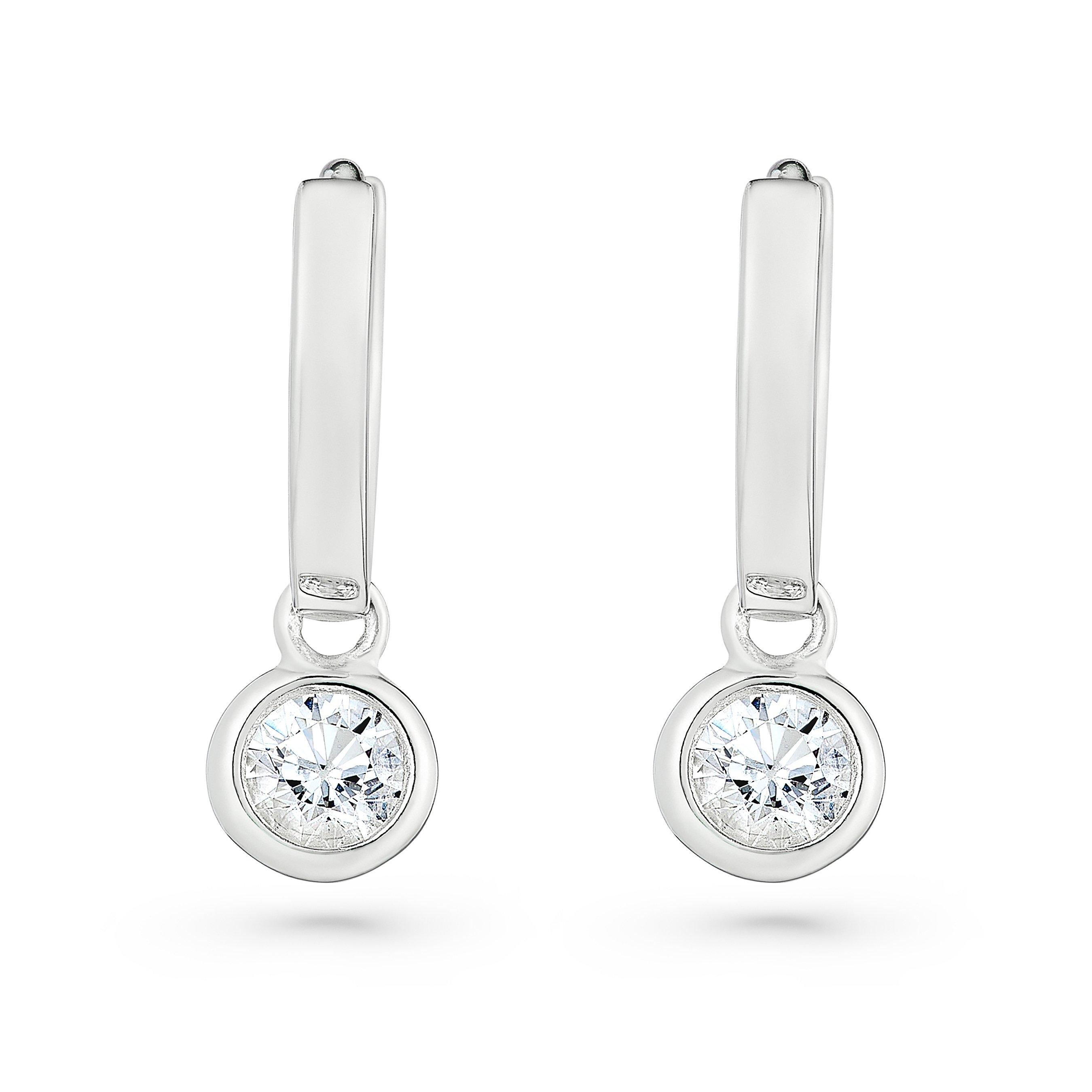 Lauren Ralph Lauren Silver Huggie Cubic Zirconia Drop Huggie