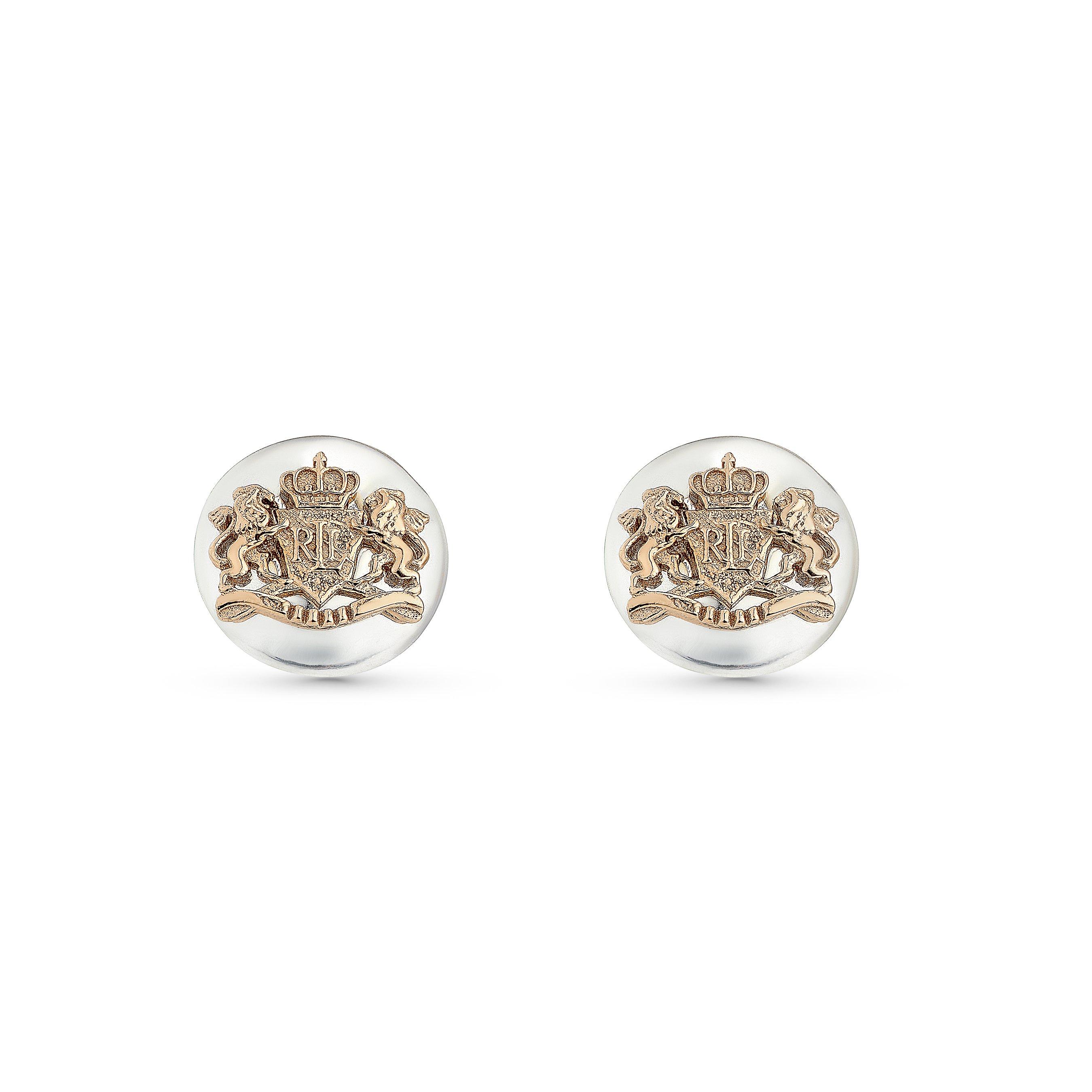 Lauren Ralph Lauren Silver Two Tone Crest Stud Earrings | 0127730 |  Beaverbrooks the Jewellers