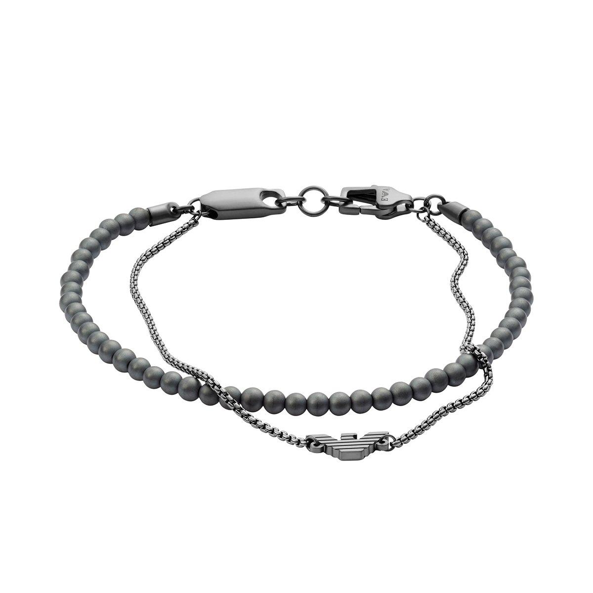 Emporio Armani Onyx Beaded Men's Bracelet 0127796 Beaverbrooks the