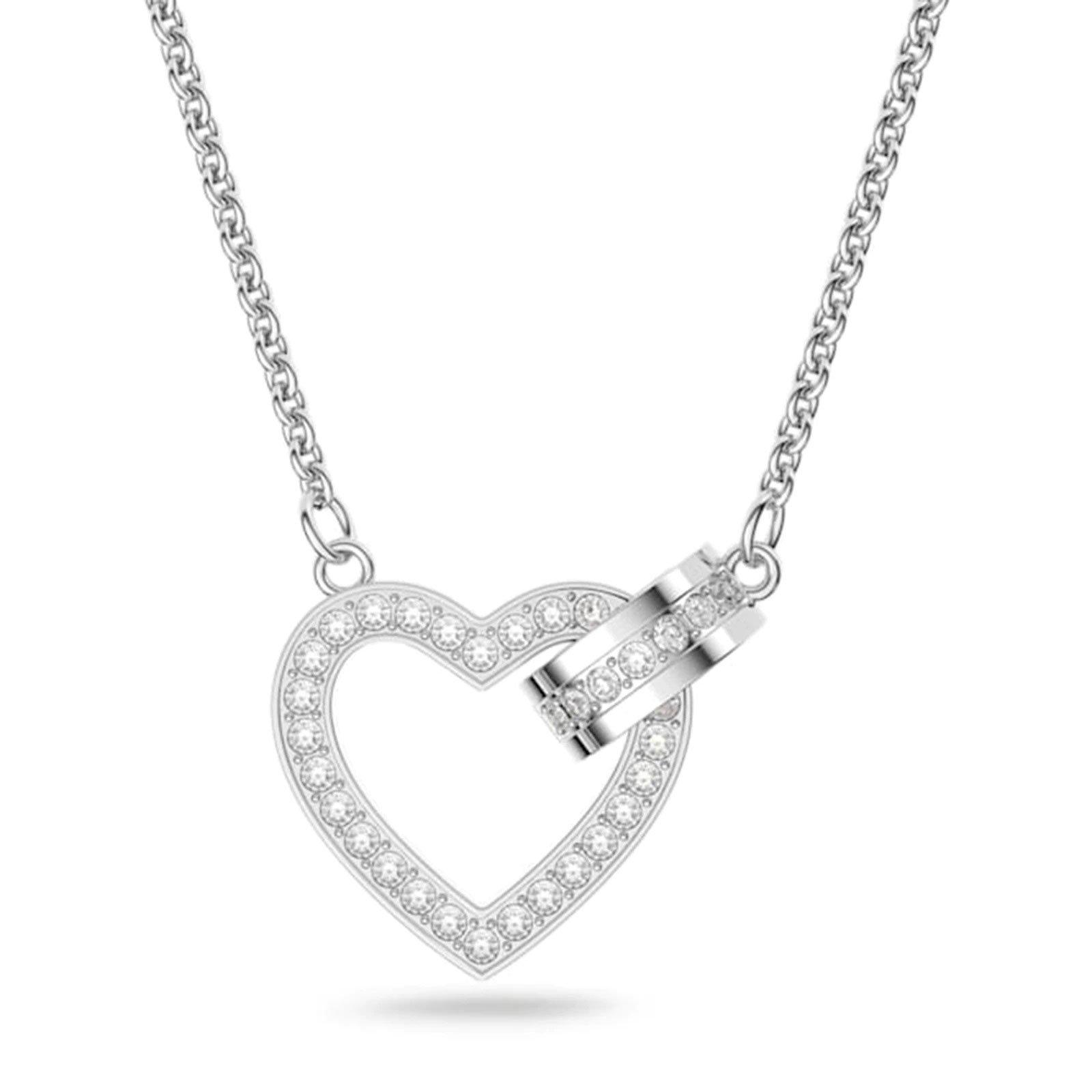 Swarovski Lovely White Metal Heart Ladies Necklace | 0129795 ...