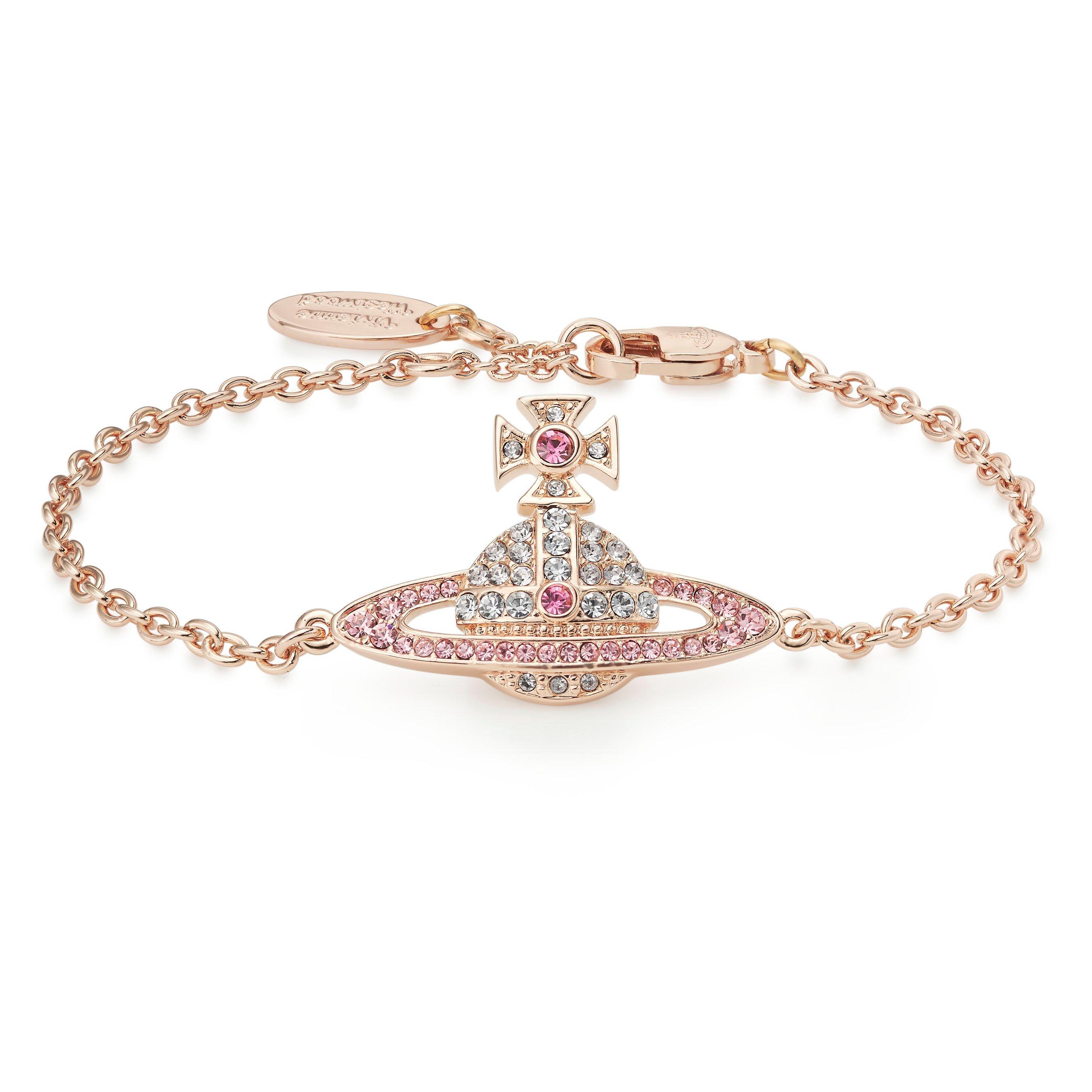 Vivienne Westwood Ladies Pink and Champagne Stone Set Kika Bracelet