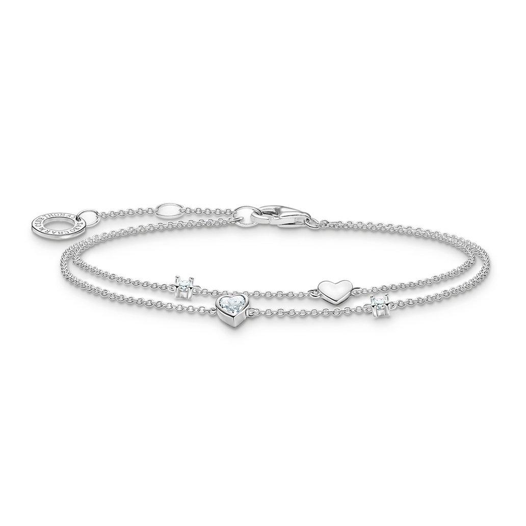 Thomas Sabo Silver Hearts and Crystal Bracelet | 0130220 | Beaverbrooks ...