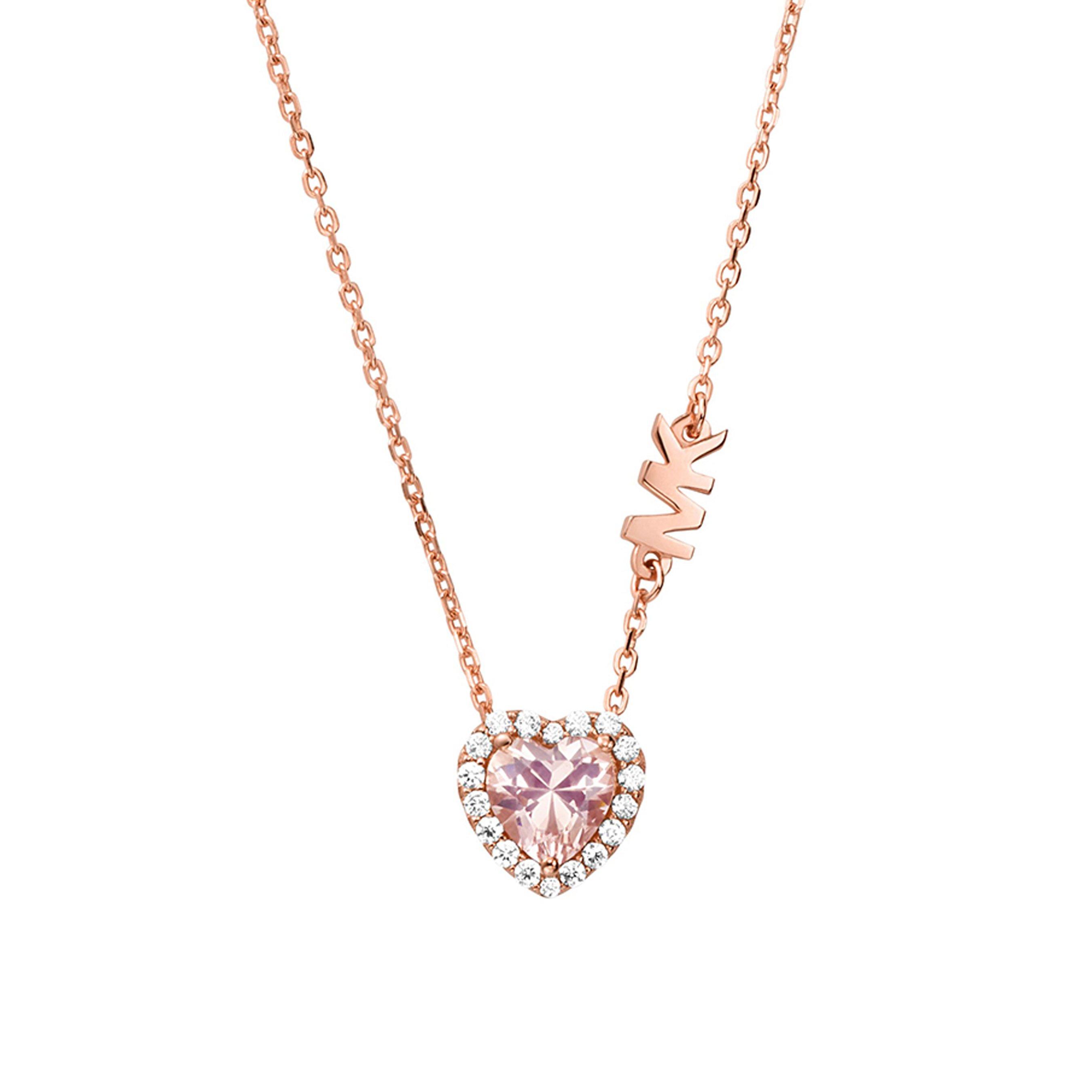 Michael Kors Rose Gold Tone Brilliance Heart Pendant 0130421 Beaverbrooks the Jewellers