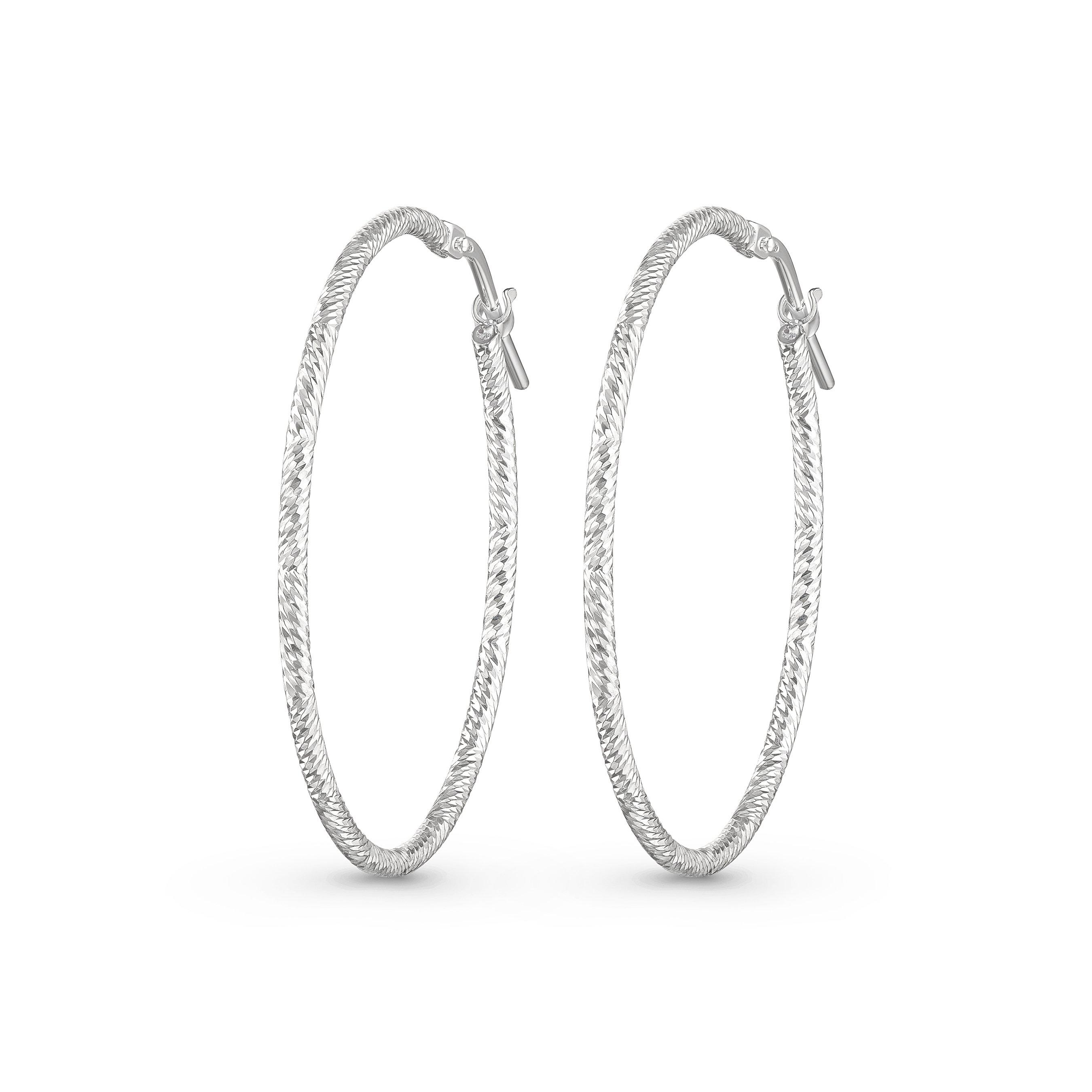 silver sparkle cut hoop earrings