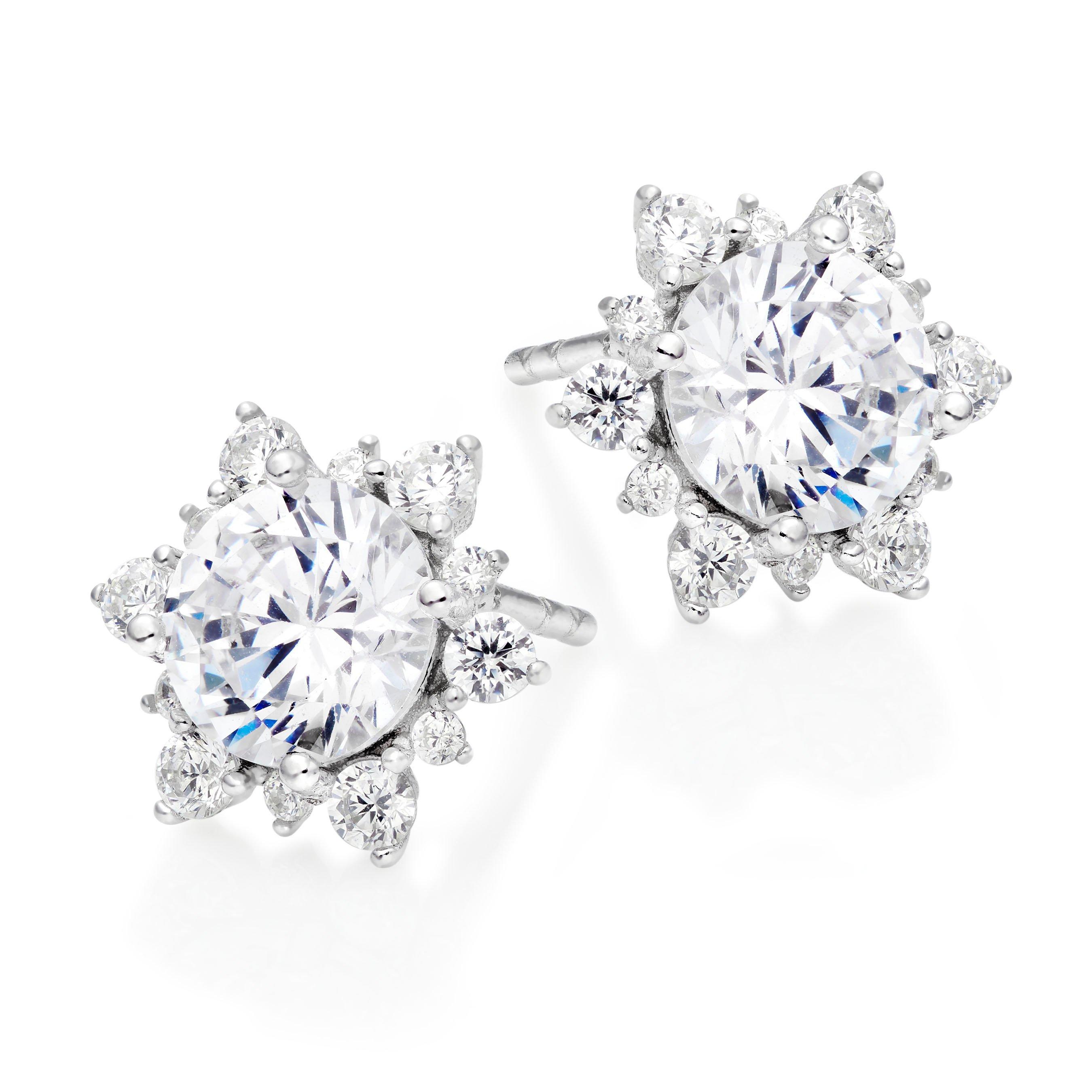 Silver Cubic Zirconia Stud Earrings 