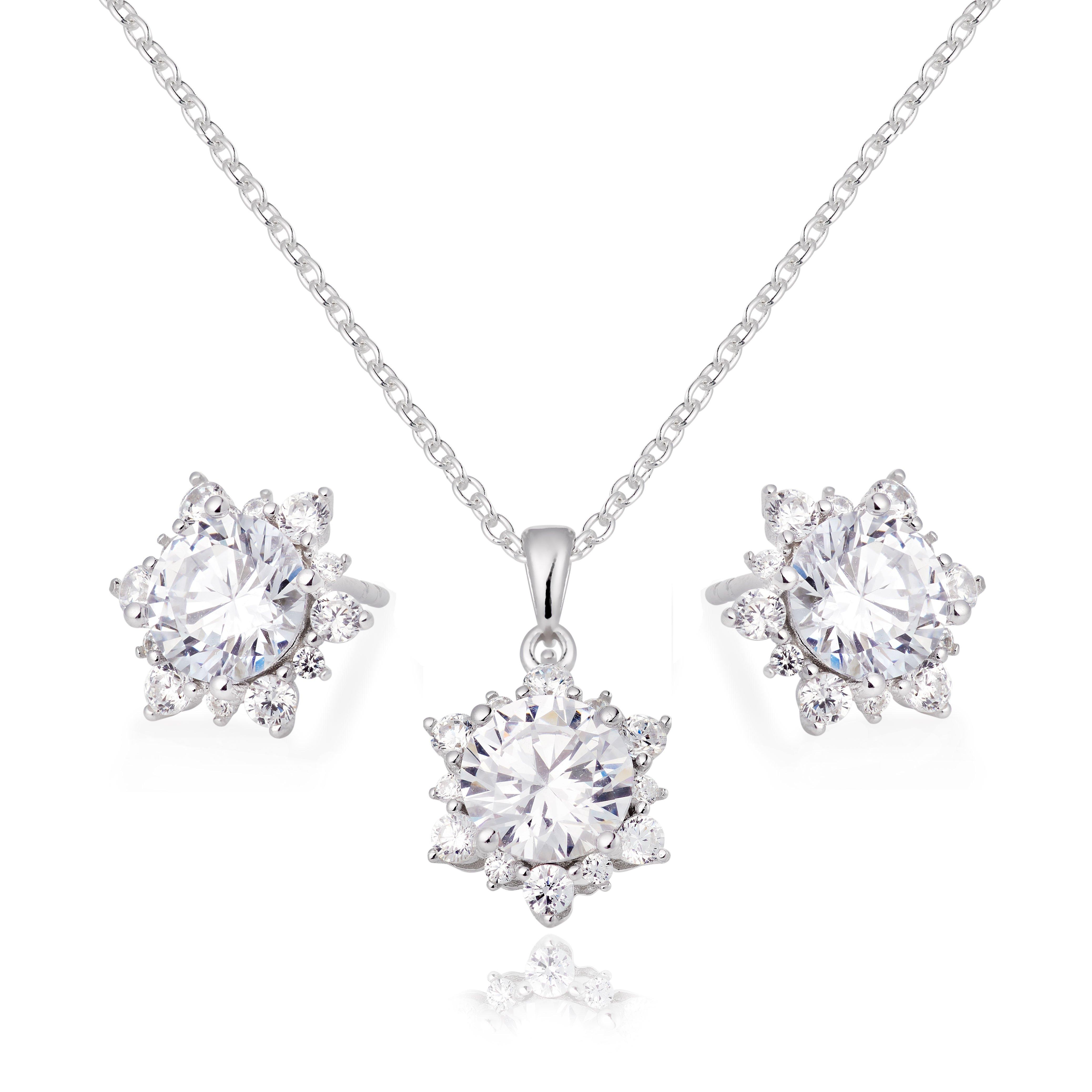 Diamond pendant with earrings on sale price