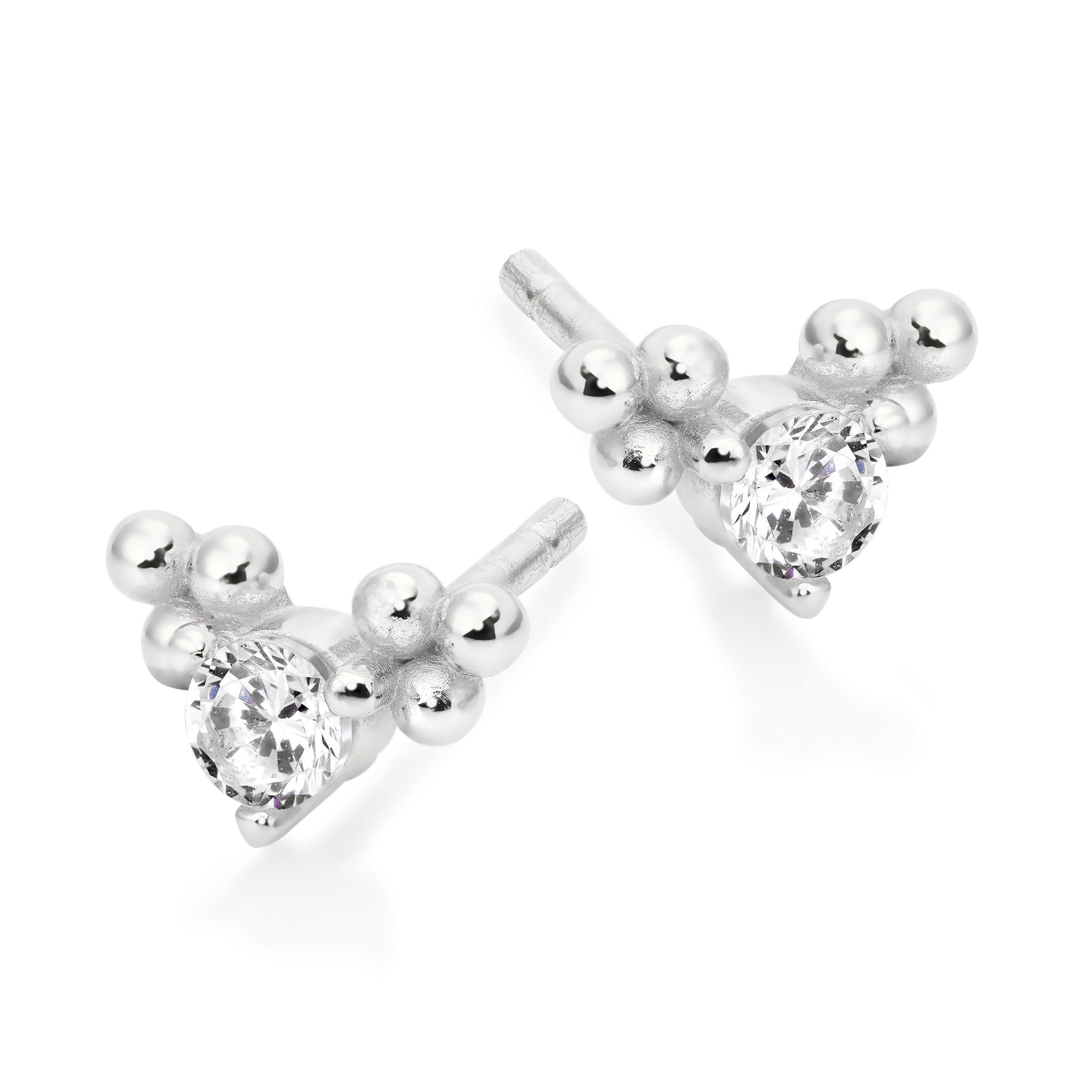 Silver Cubic Zirconia Petite Trio Stud Earrings 0131224