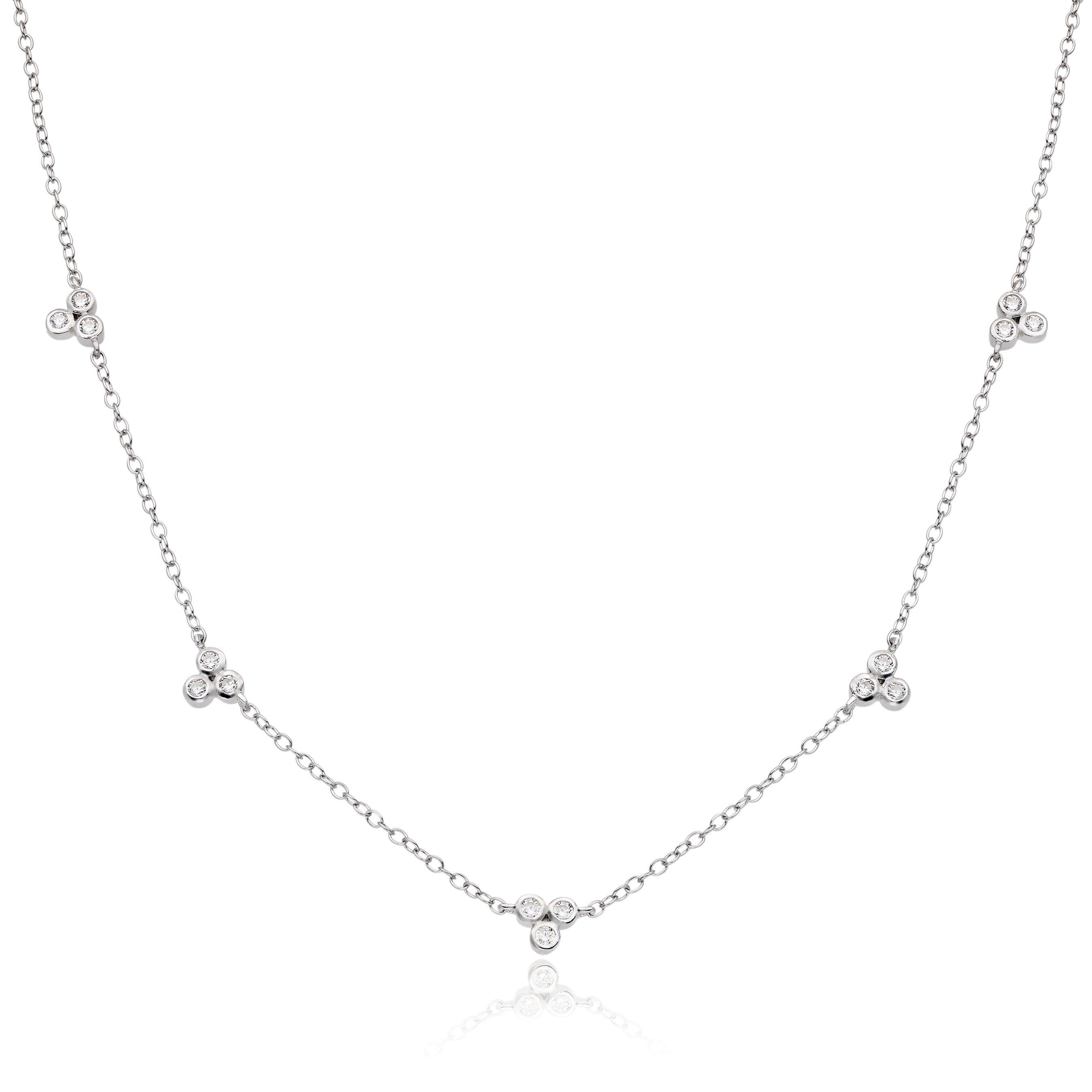 Silver Cubic Zirconia Trio Necklace | 0131227 | Beaverbrooks the Jewellers