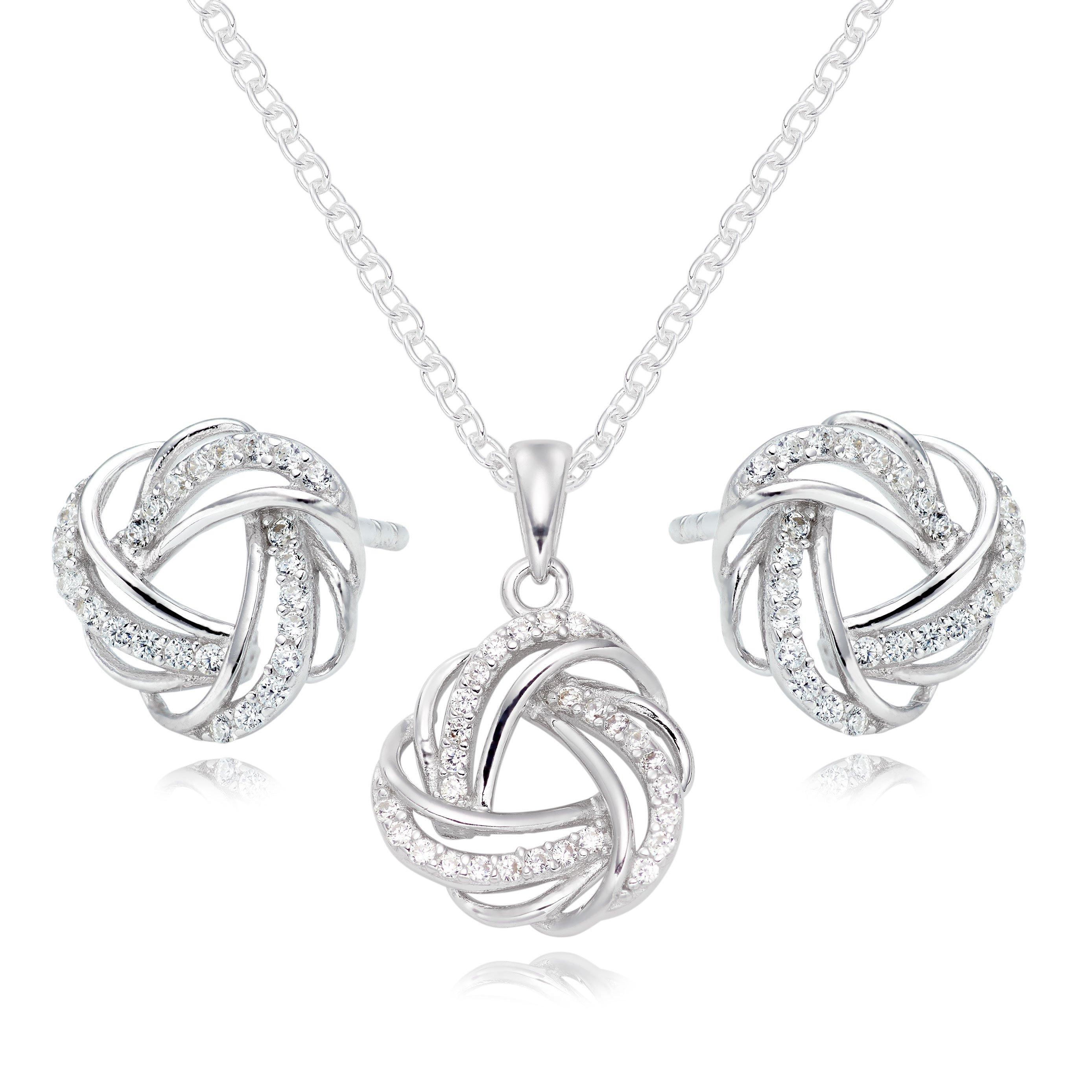  Yumilok Cubic Zircon Pendant Necklace Earring Sets