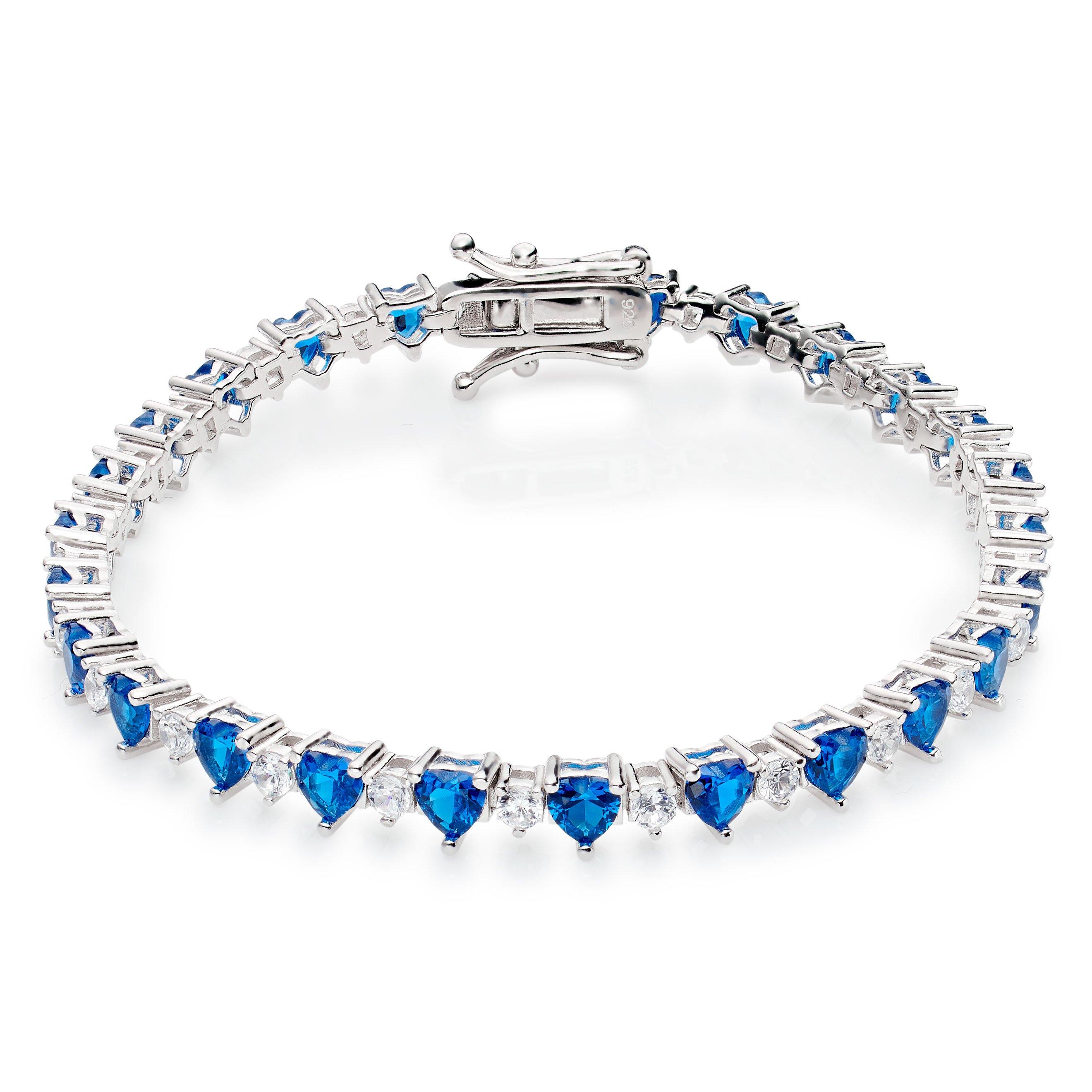 Silver Blue Cubic Zirconia Heart Tennis Bracelet | 0131250 ...