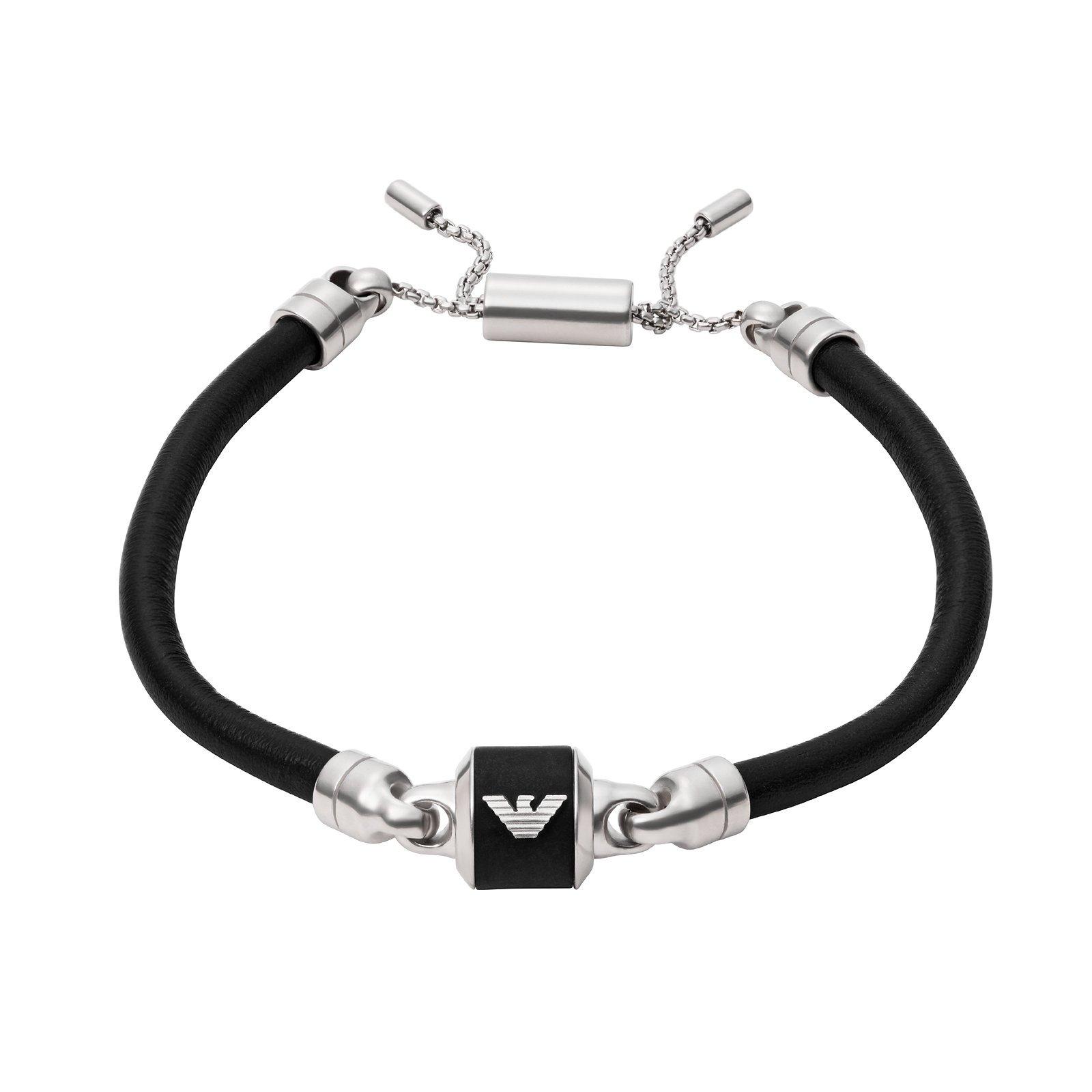 Emporio Armani Leather Black Marble Men’s Bracelet 0132096