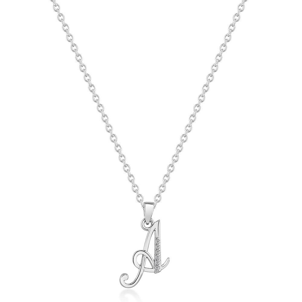 Silver Cubic Zirconia Initial A Pendant