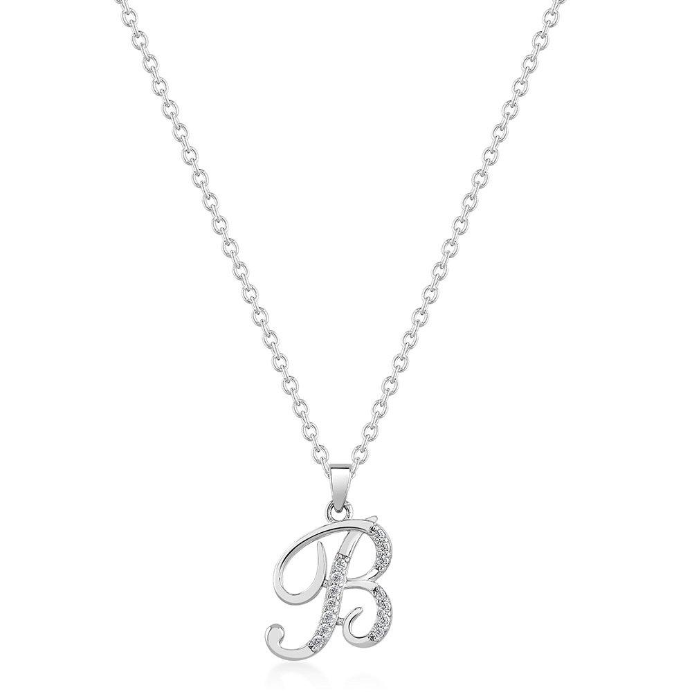 Silver hot sale b necklace