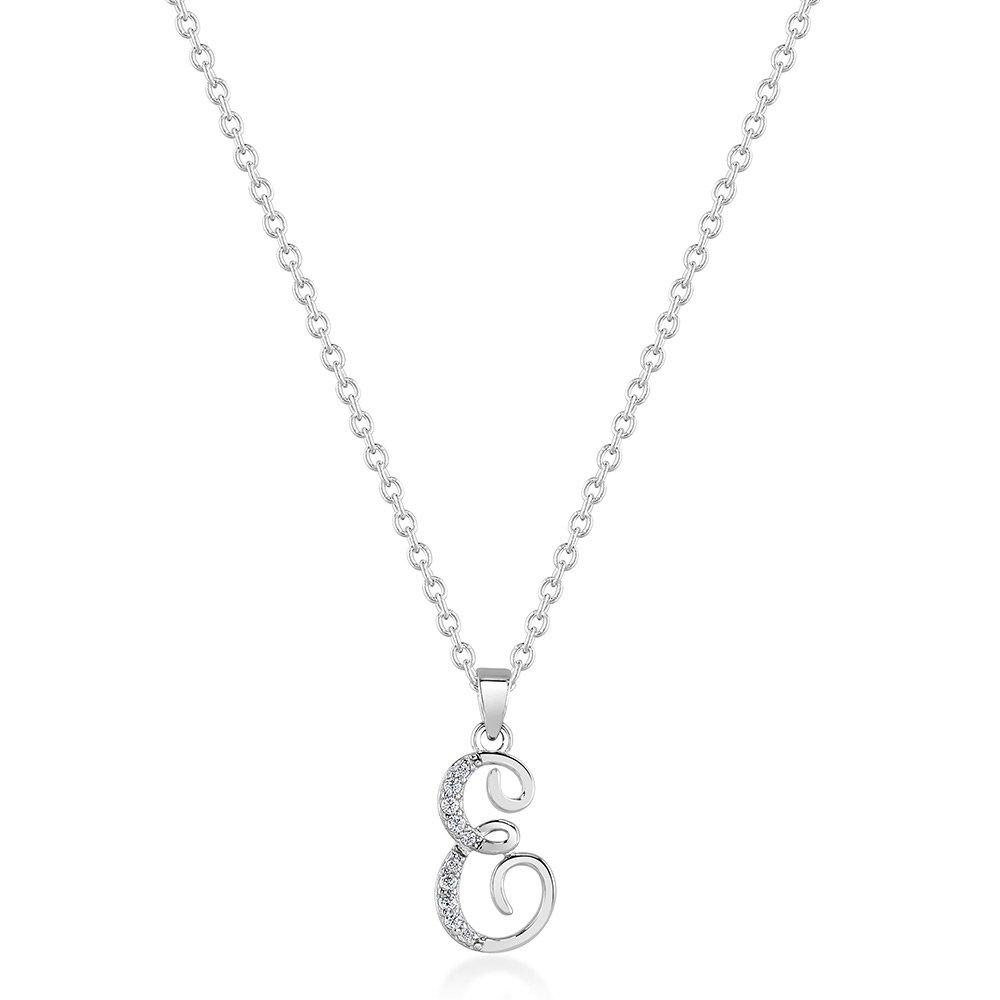 Silver Cubic Zirconia Initial E Pendant