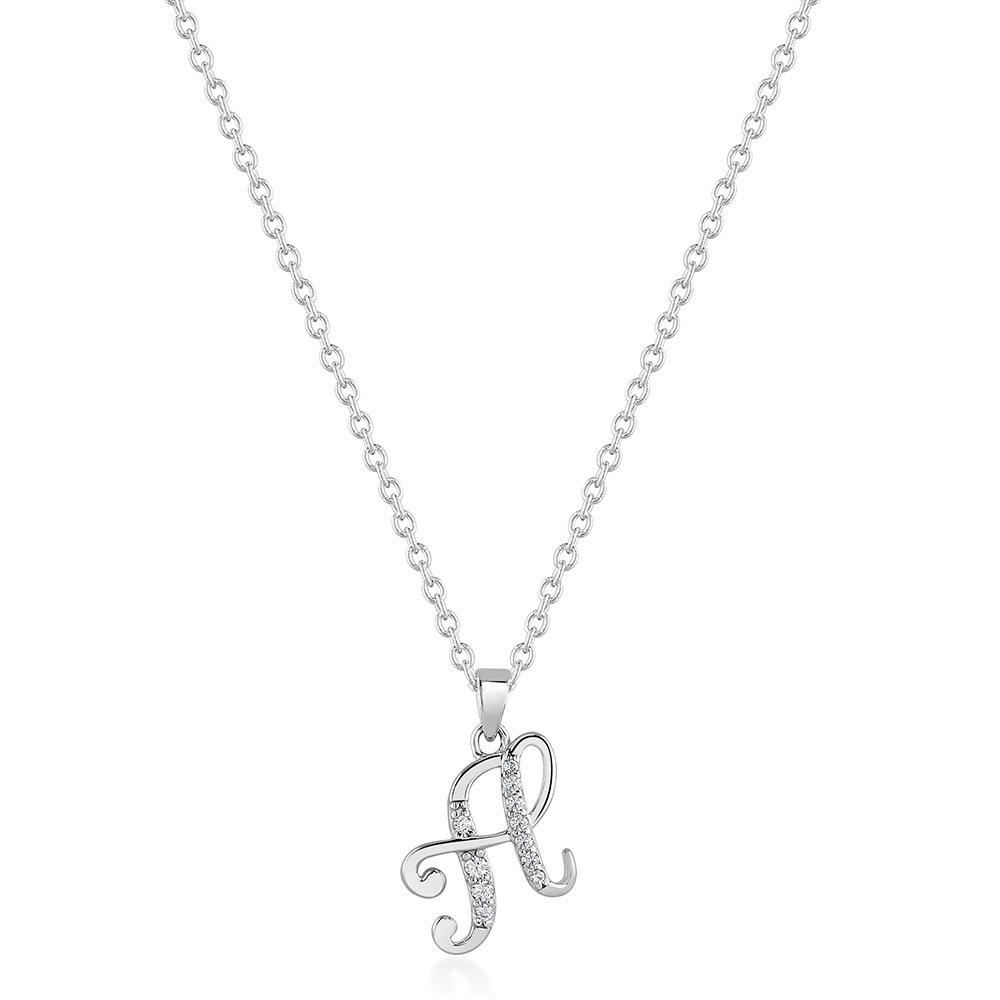 Silver Cubic Zirconia Initial H Pendant | 0132304 | Beaverbrooks the ...