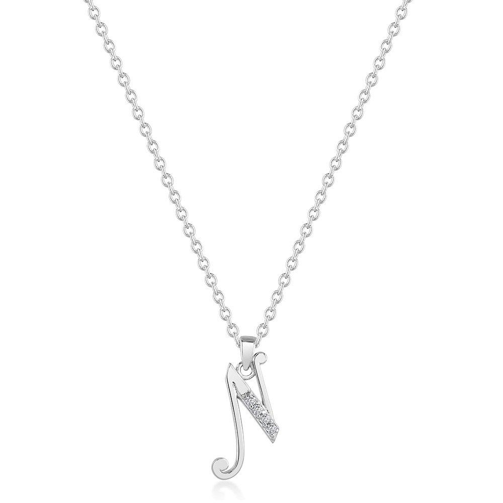 Silver Cubic Zirconia Initial N Pendant