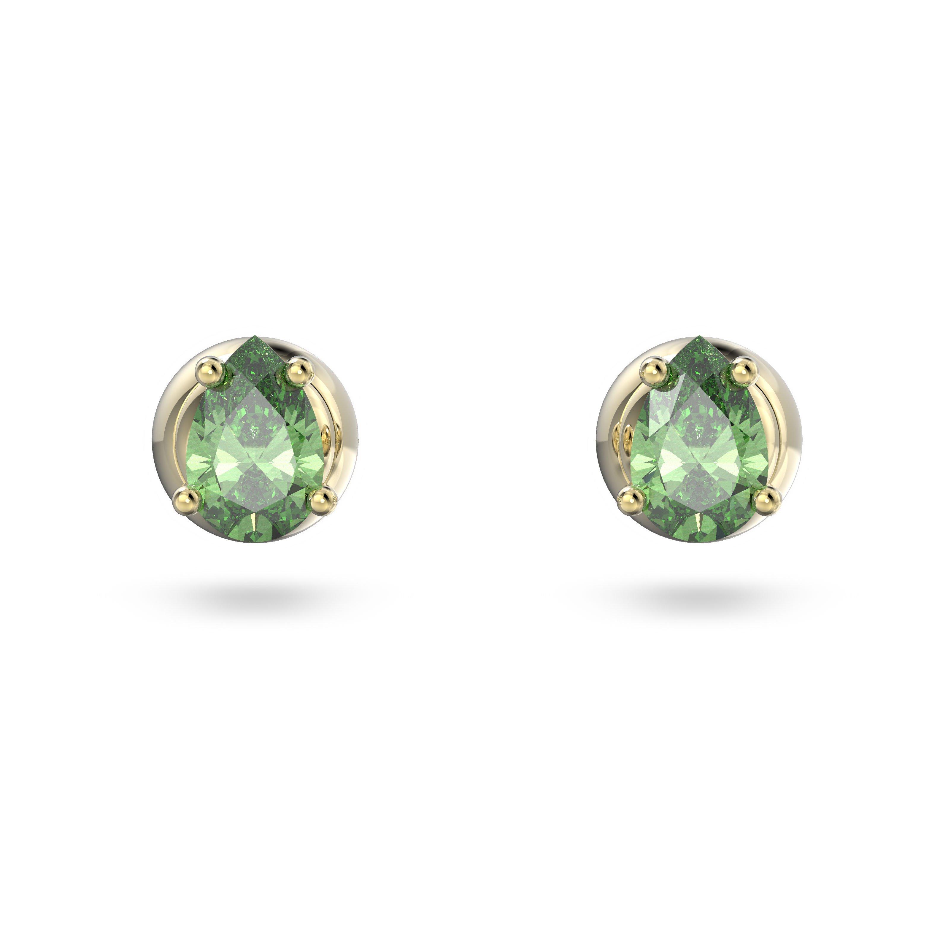 Swarovski Stilla Women's Gold Tone Green Crystal Stud Earrings