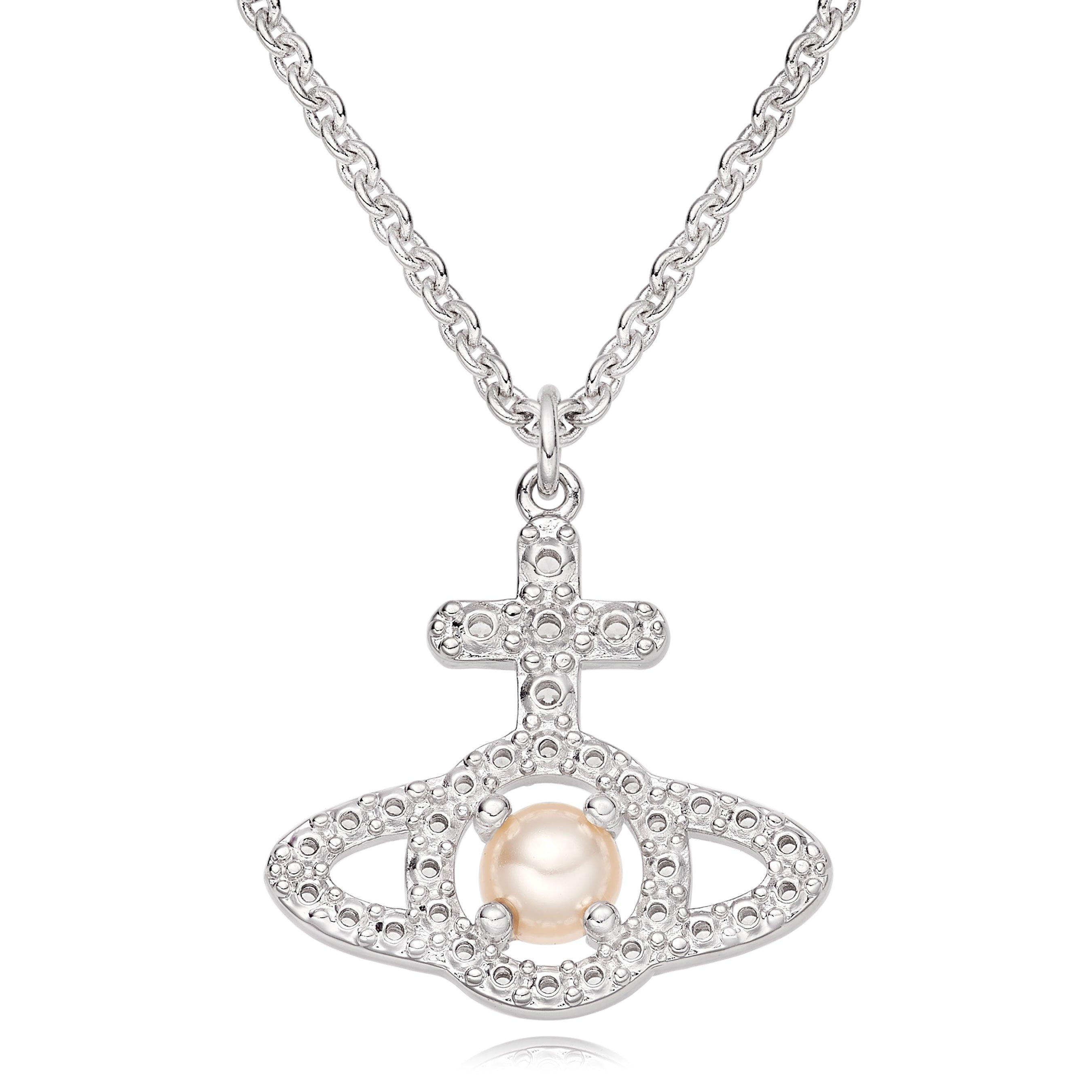 Vivienne Westwood Olympia Cubic Zirconia Pearl Necklace 0132697 Beaverbrooks the Jewellers