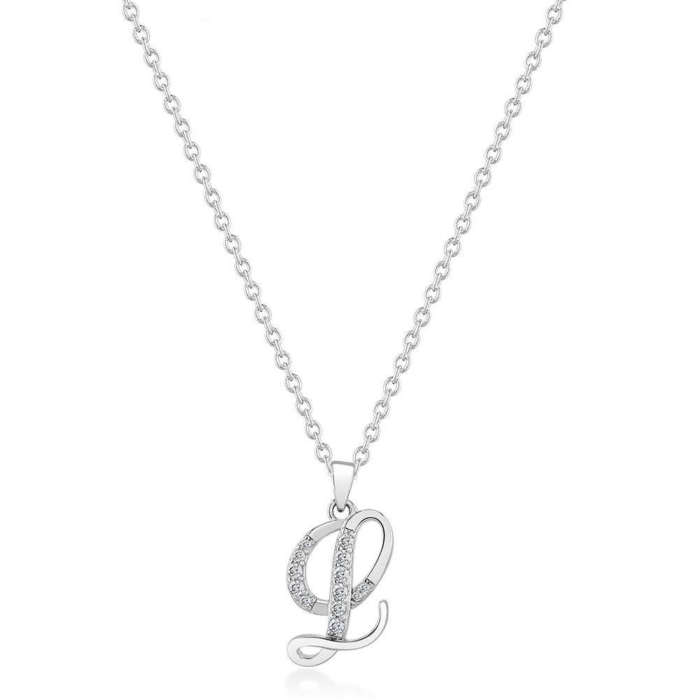 Silver Cubic Zirconia Initial L Pendant | 0133007 | Beaverbrooks the ...