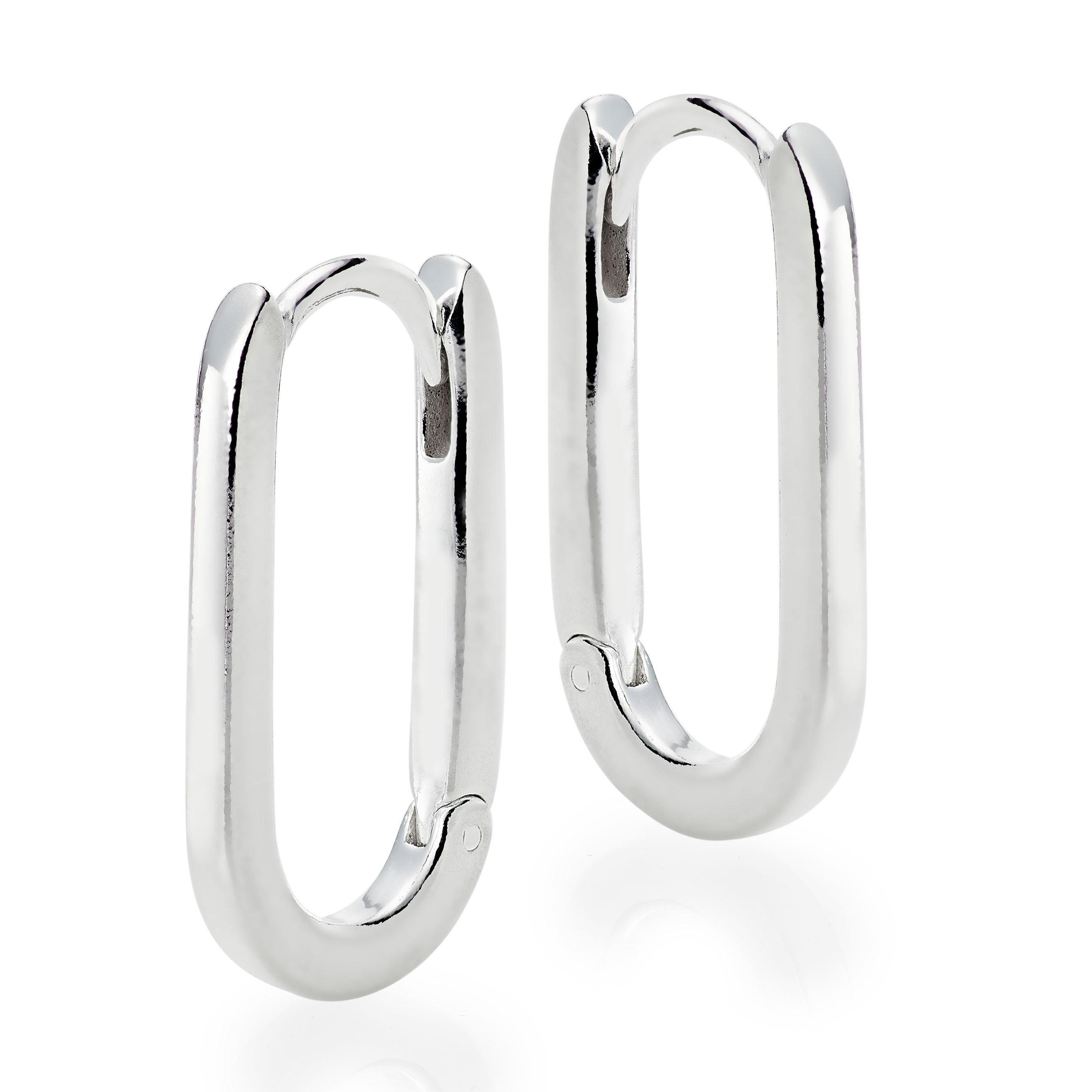 Silver Rectangular Hoop Earrings 0133901 Beaverbrooks the