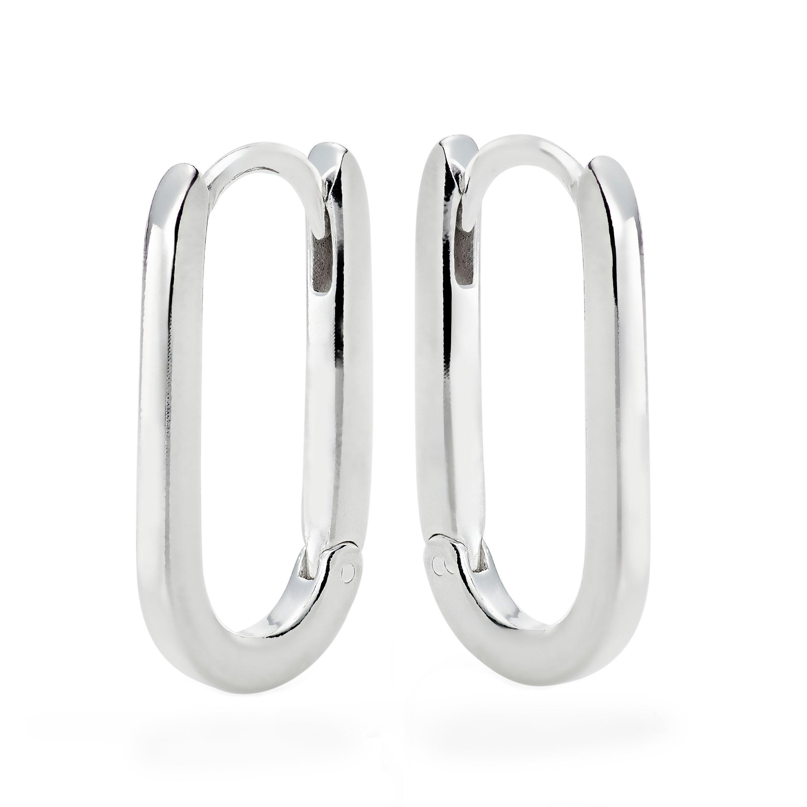 Silver Rectangular Hoop Earrings