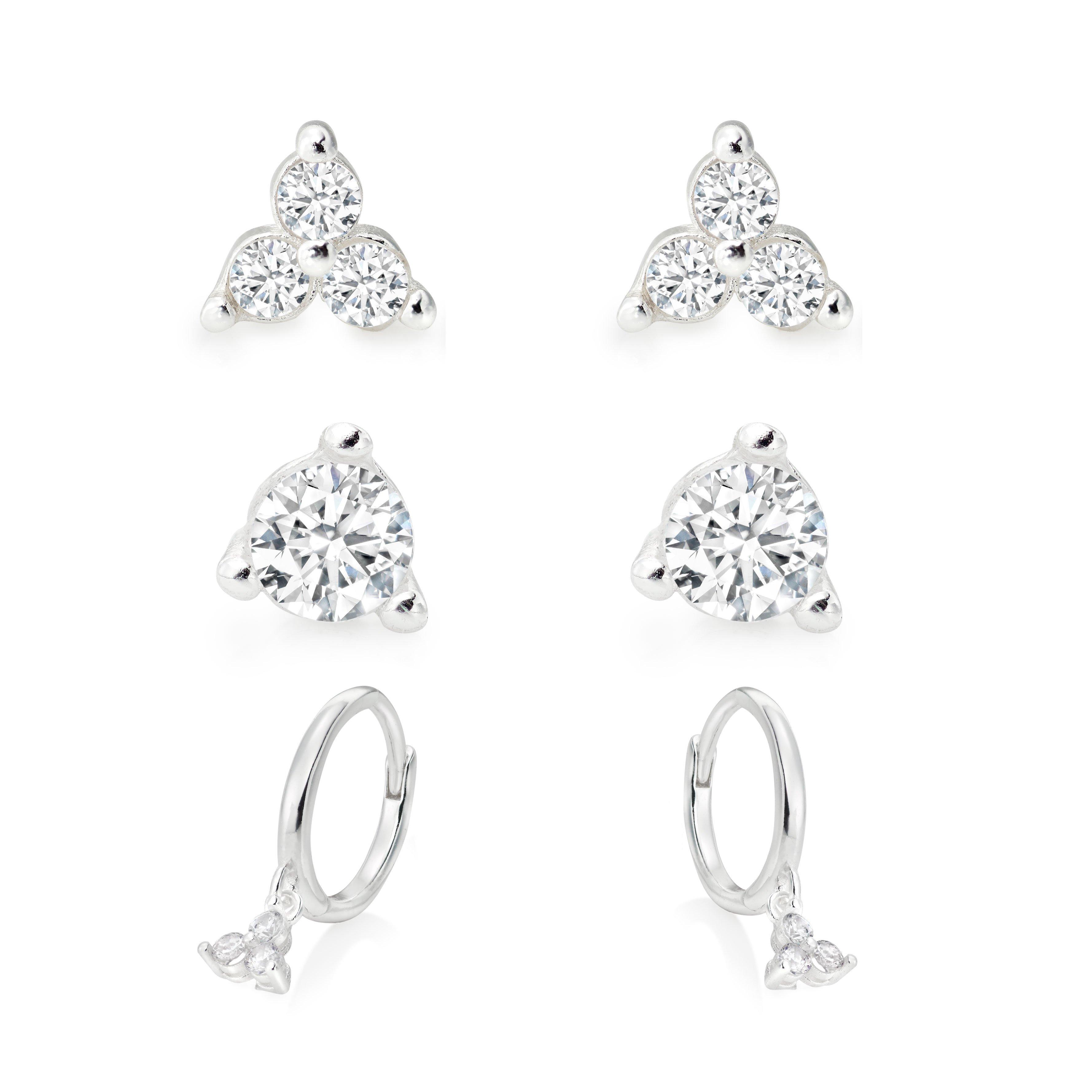 Beaverbrooks silver cubic zirconia store stud earrings