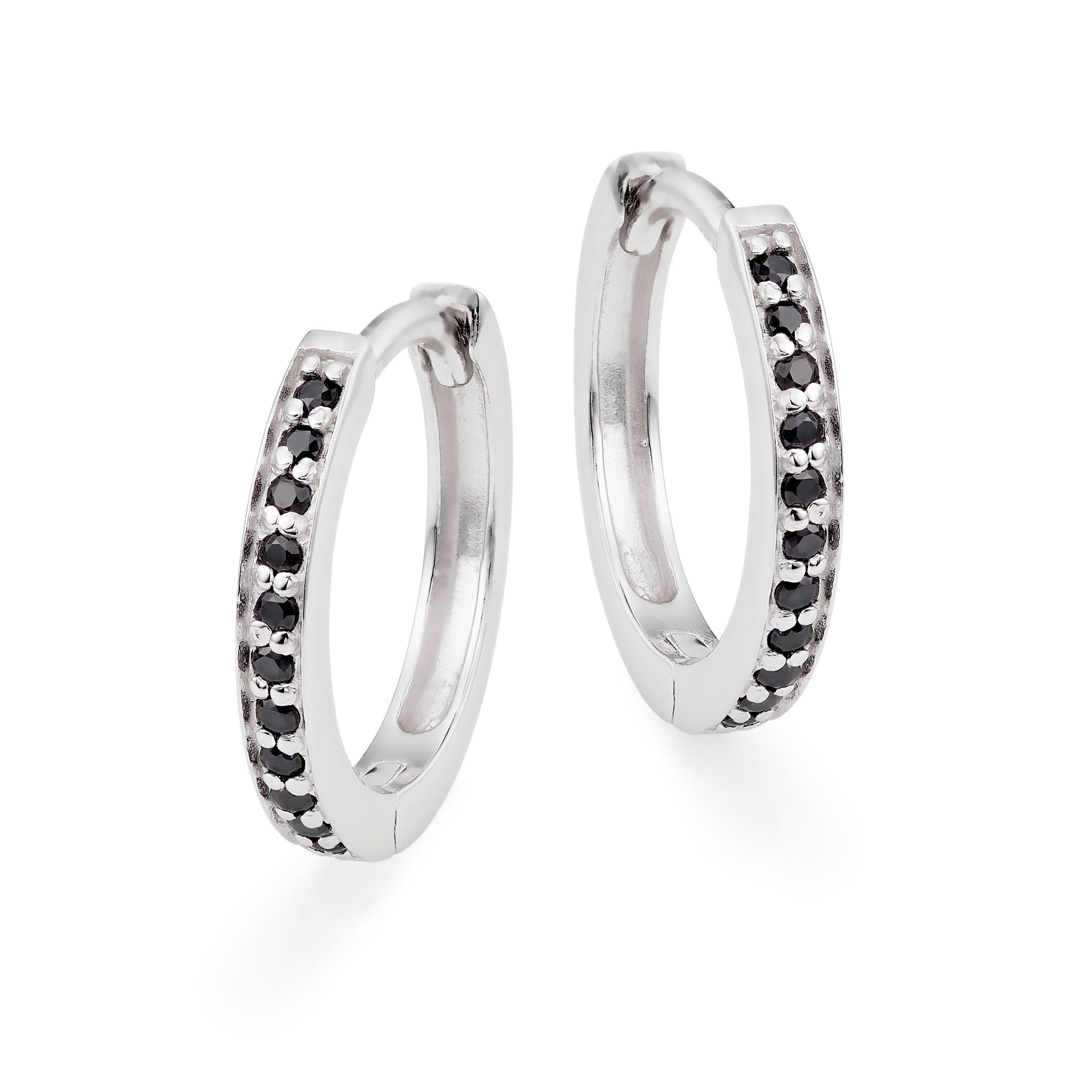 Black Cubic Zirconia Hoop Earrings