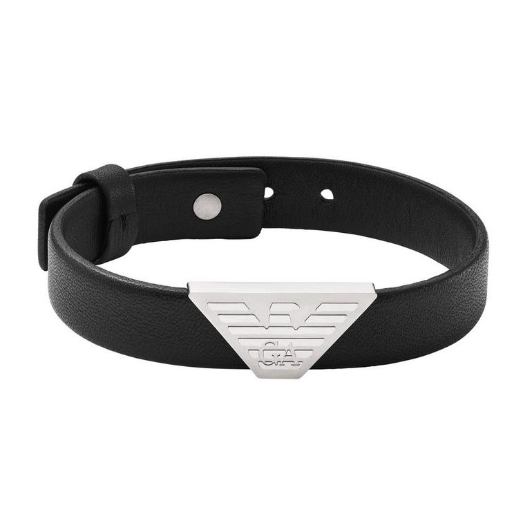 Emporio Armani Stainless Steel Leather Bracelet