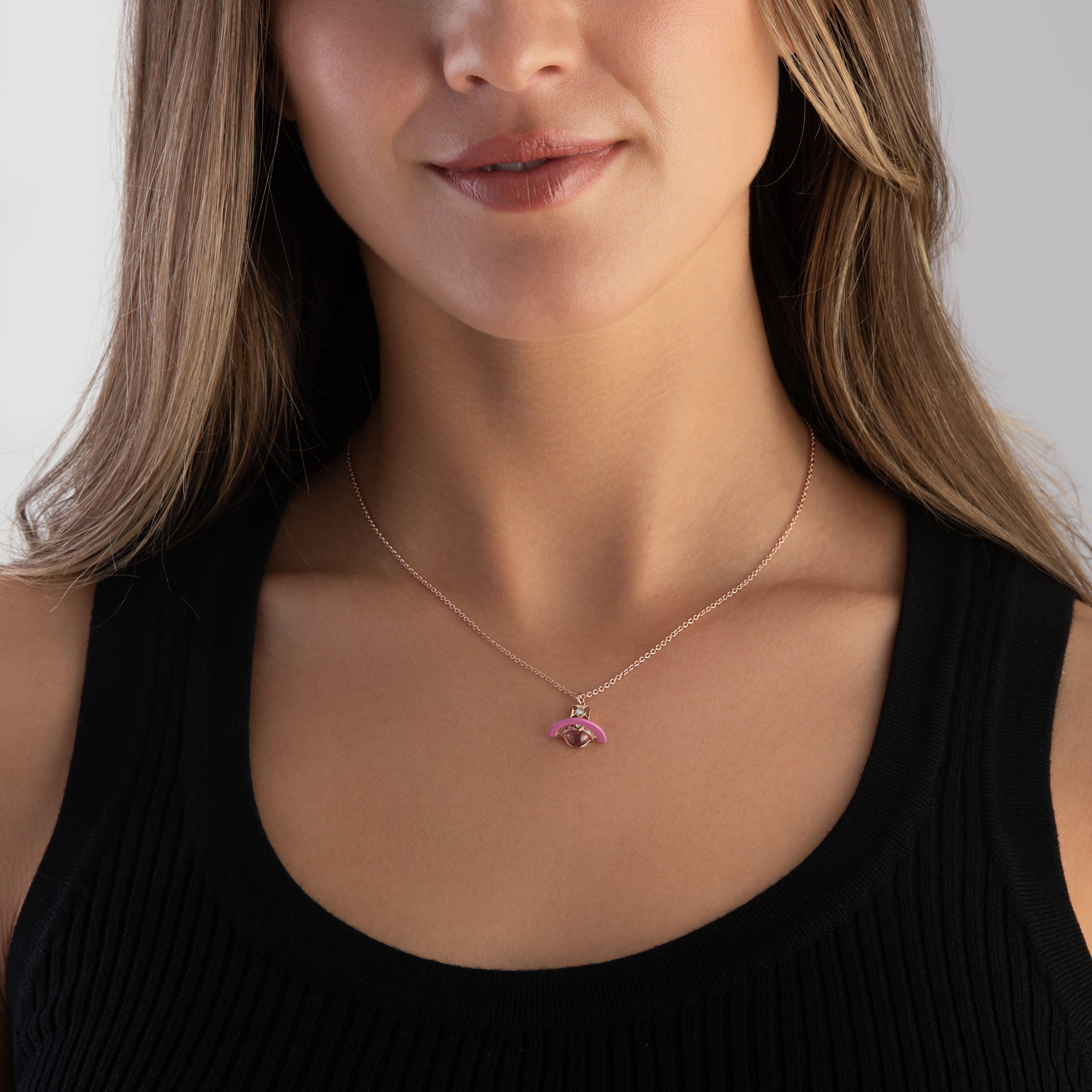 Rose Gold Tone Cubic Zirconia Crystal Pendant