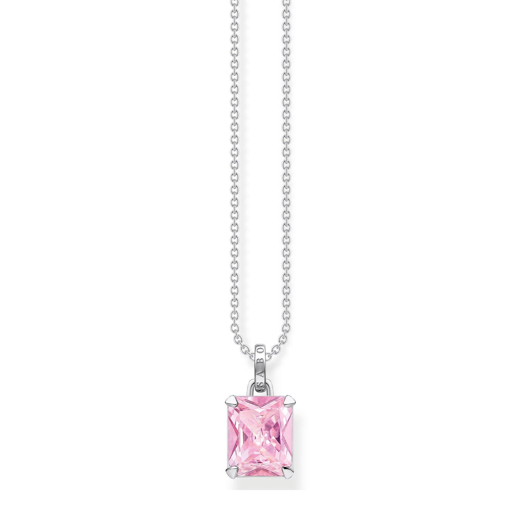 Thomas Sabo Solitaire Pink Cubic Zirconia Necklace | 0136201 ...