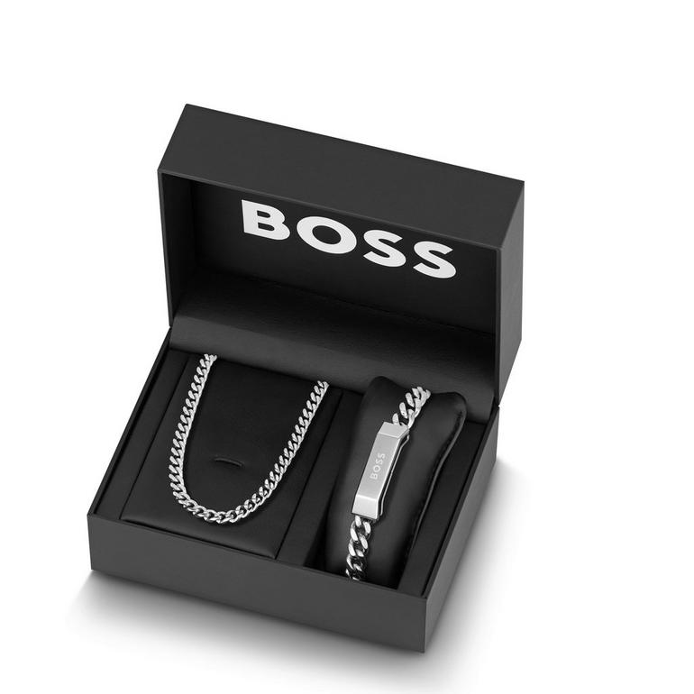 BOSS Chain Necklace and Bracelet Set