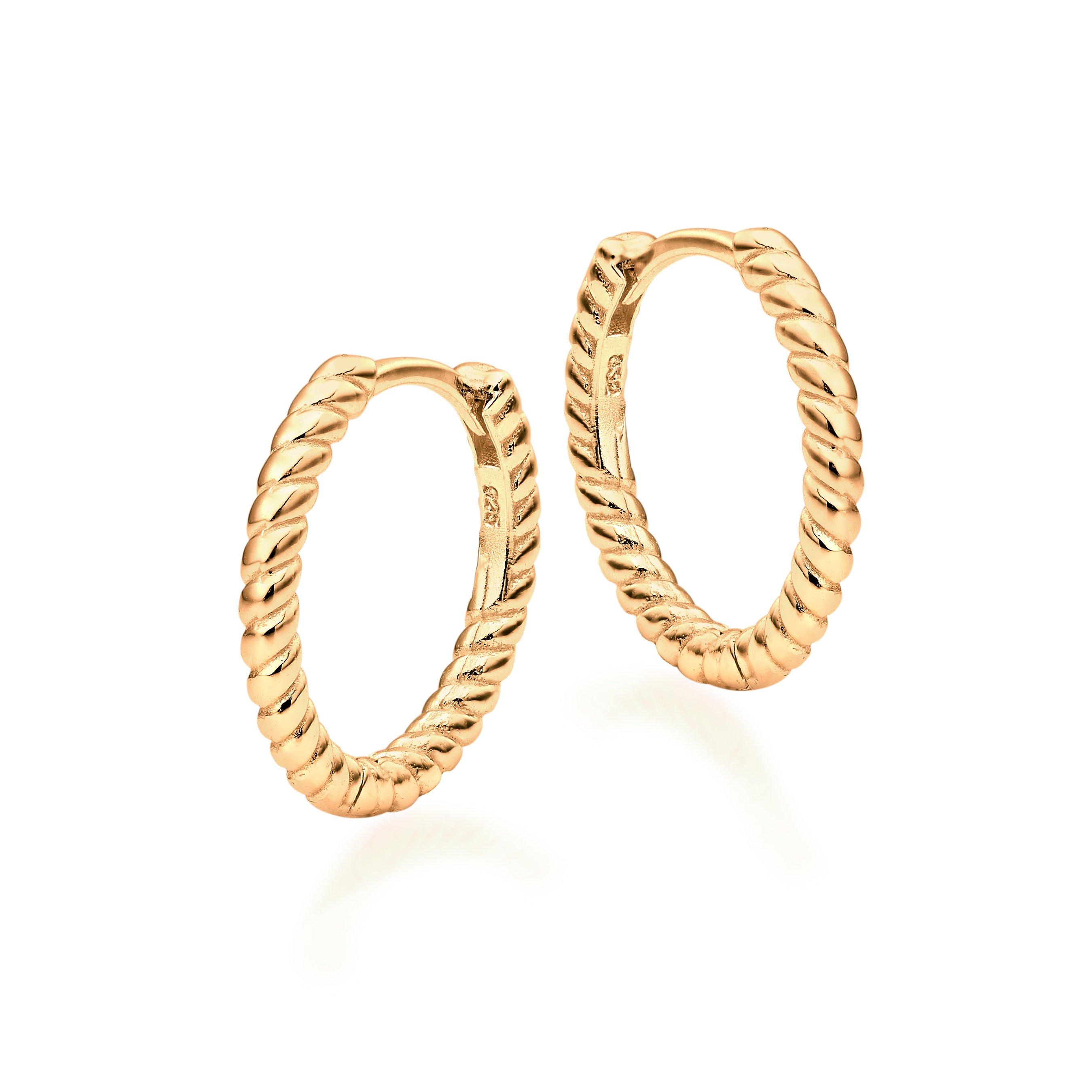 Yellow Gold Plated Twist Hoop Earrings