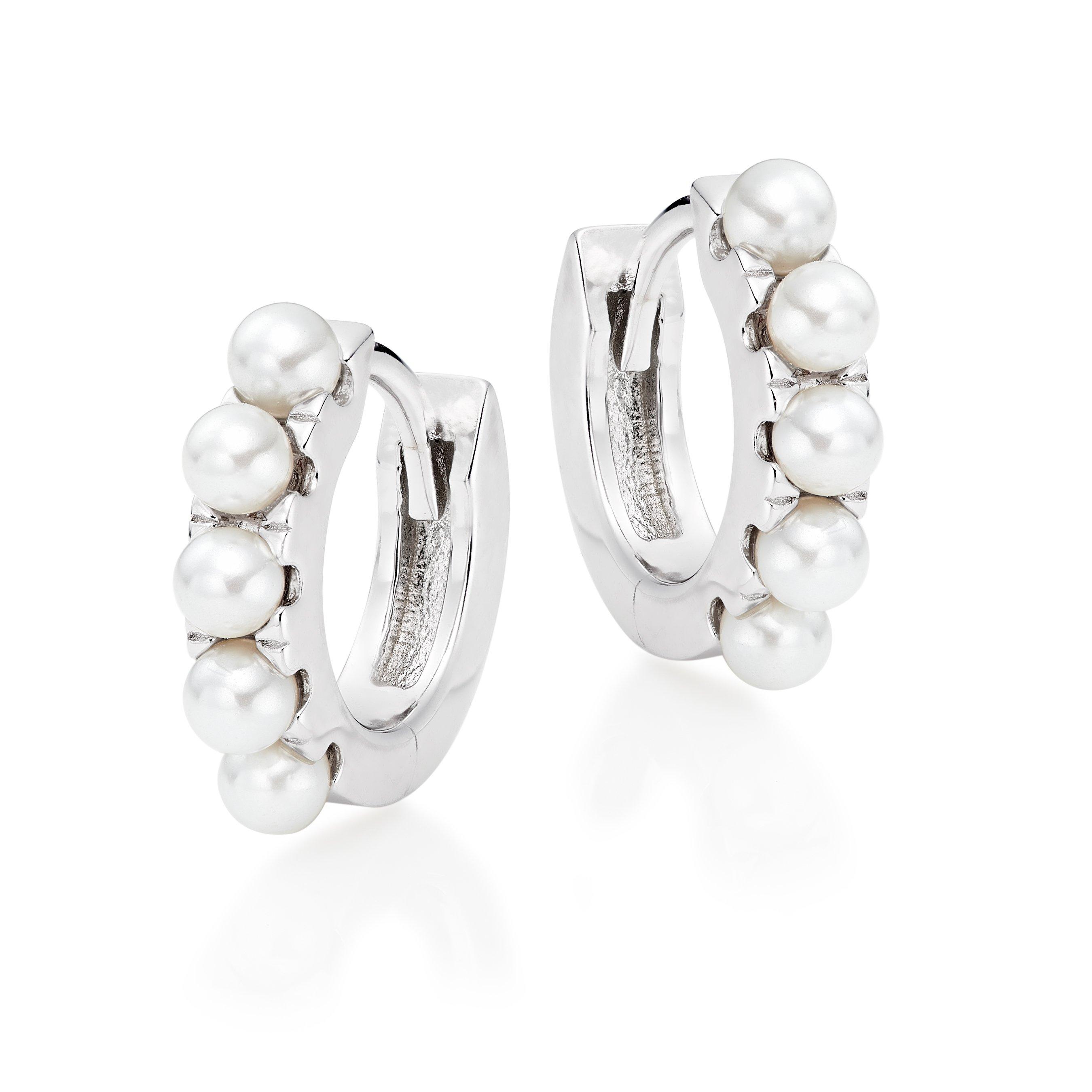 Silver Freshwater Cultured Pearl Hoop Earrings | 0136834 | Beaverbrooks ...