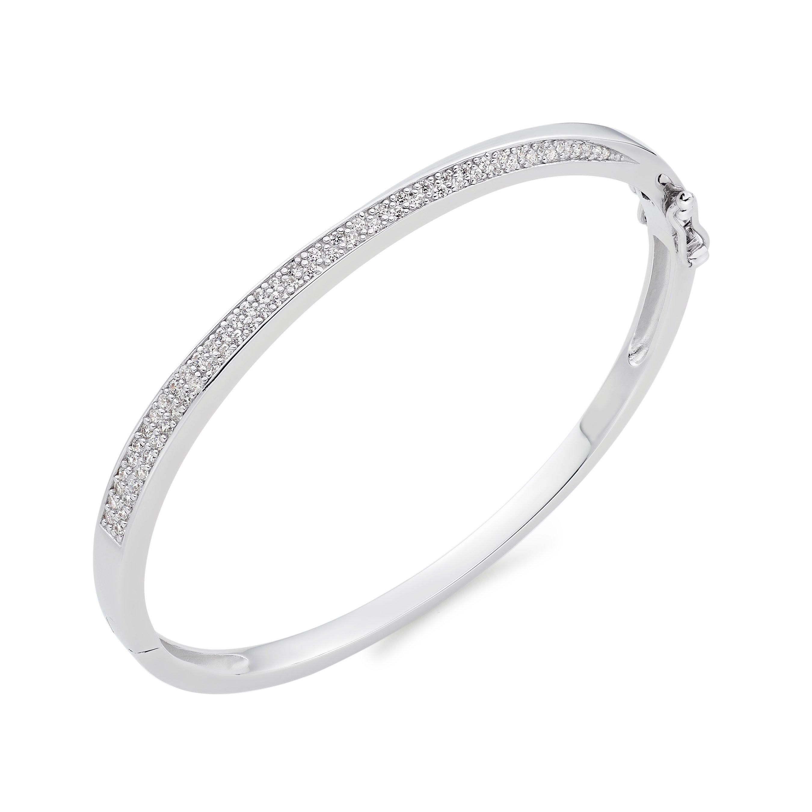 Beaverbrooks Silver Cubic Zirconia Twist Bangle | 0136891