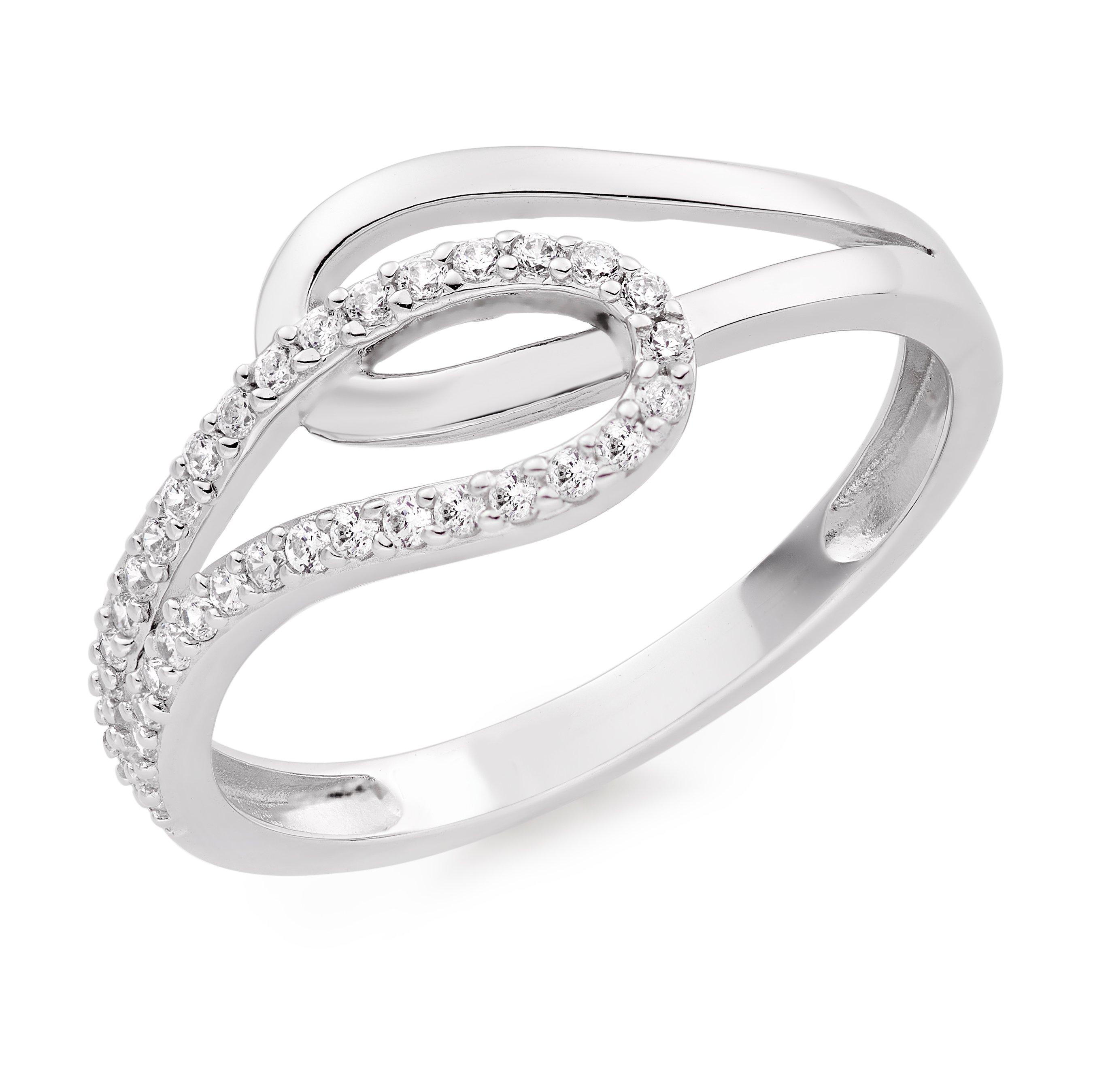 Silver Cubic Zirconia Crossover Ring | 0136933 | Beaverbrooks the Jewellers