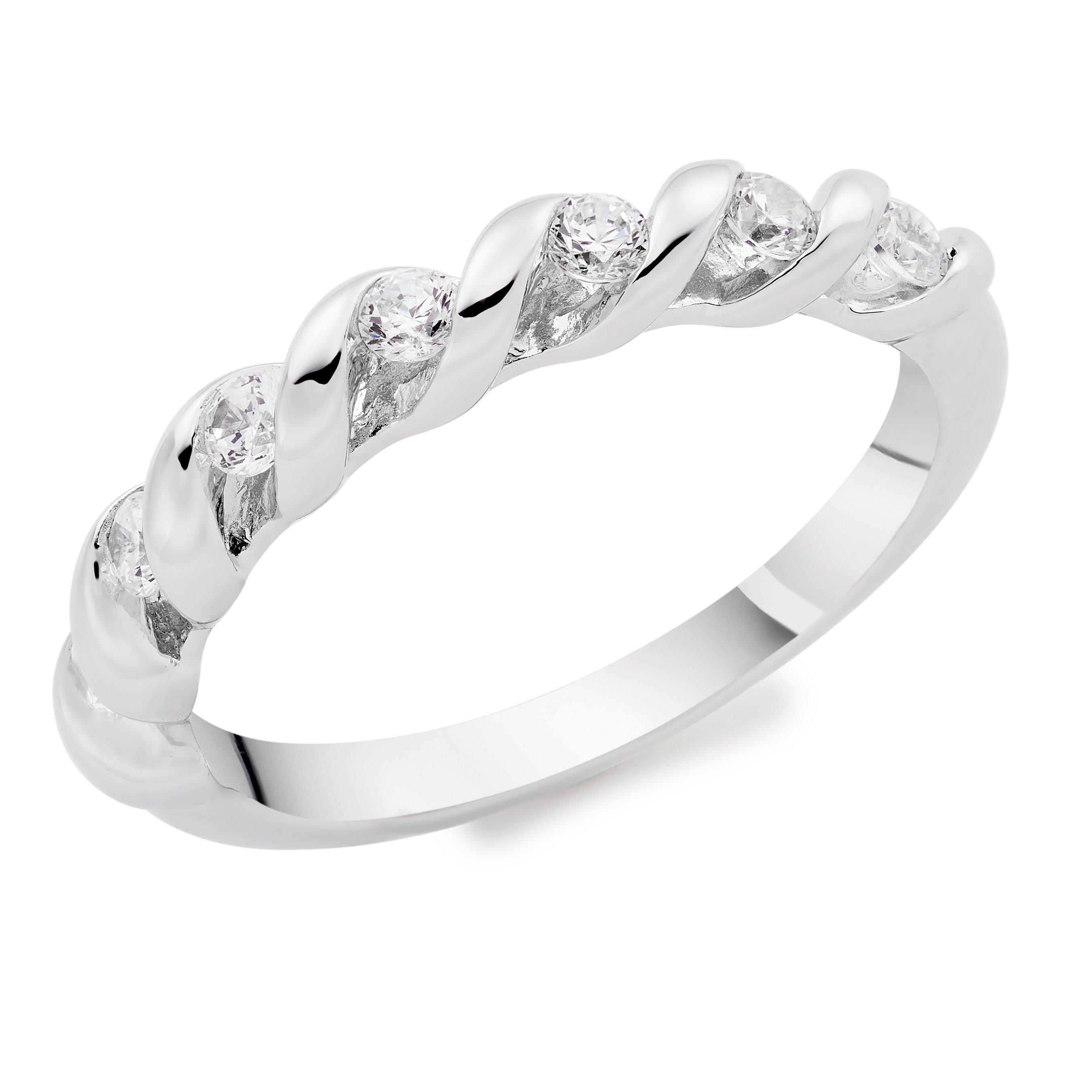 Silver Cubic Zirconia Twist Ring | 0136943 | Beaverbrooks the Jewellers
