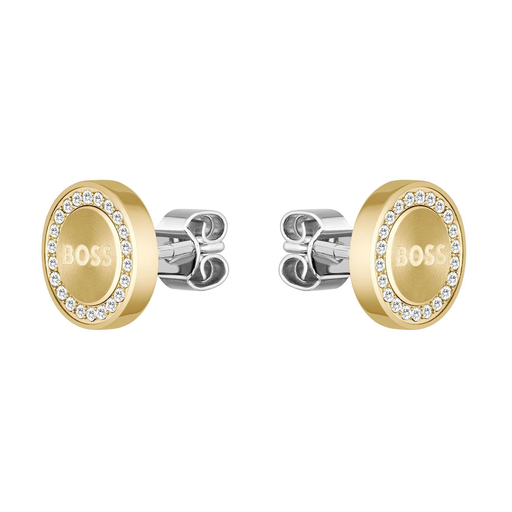 Orecchini A Perno BOSS IONA Con Cristalli - Acciaio Inossidabile, Tondi, Regalo Donna - 5