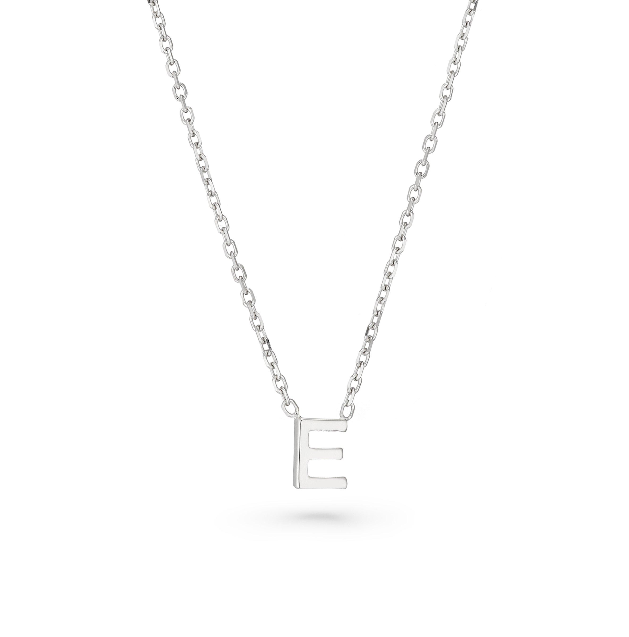 Silver letter e deals necklace