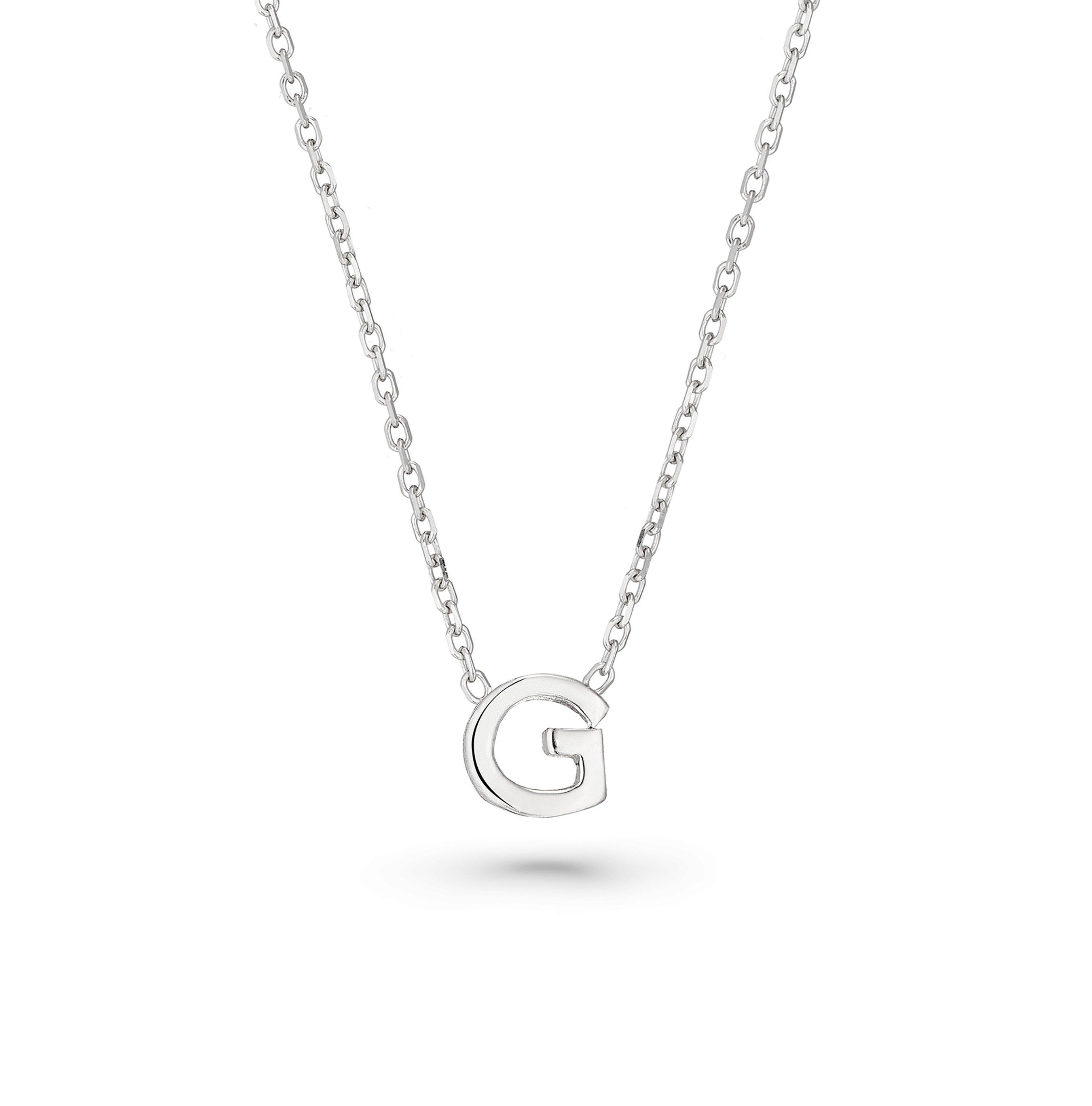 silver petite initial g necklace